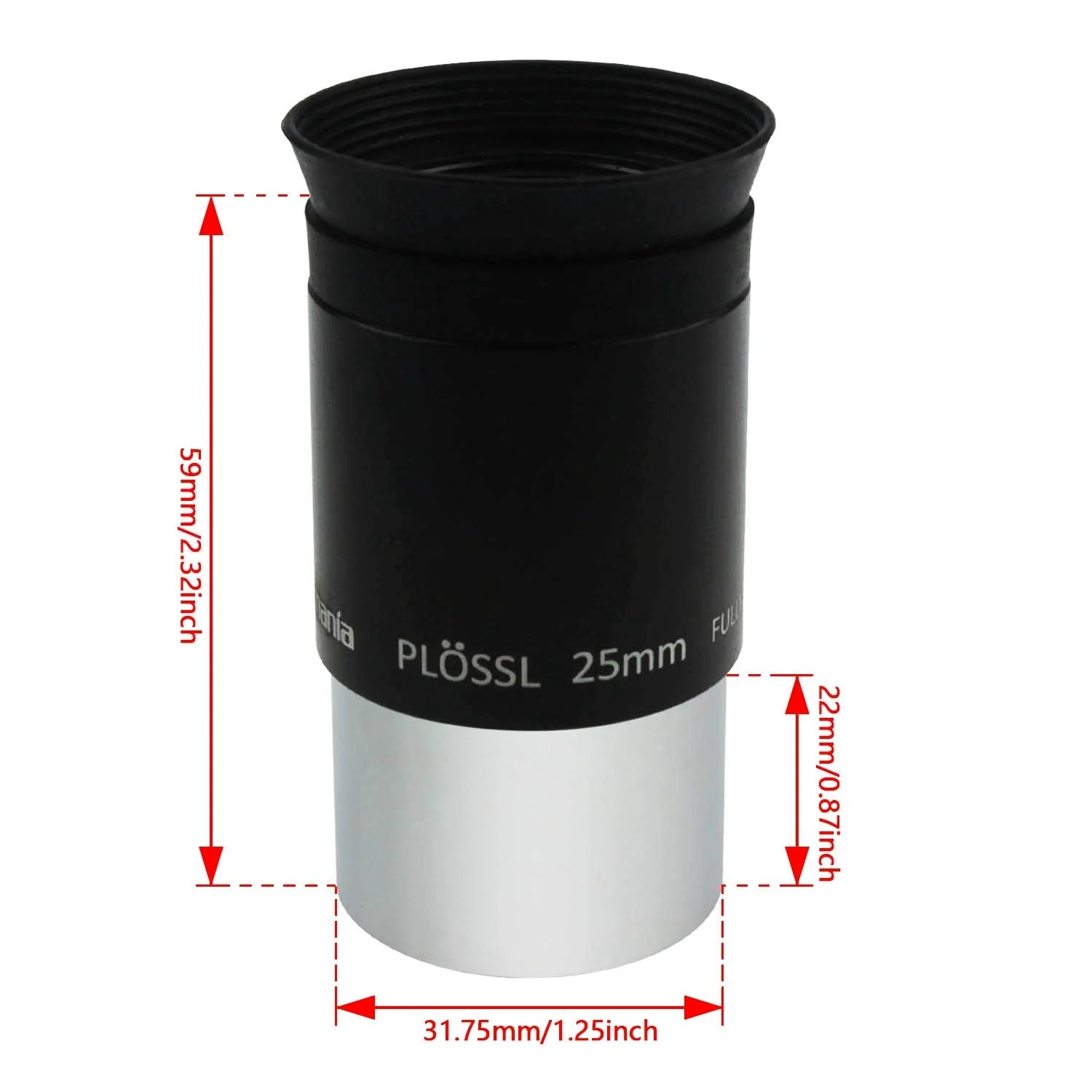 Astromania 1.25" 25mm Plossl Telescope Eyepiece - 4-Element Plossl Design - Threaded for Standard 1.25inch Astronomy Filters - Image 3
