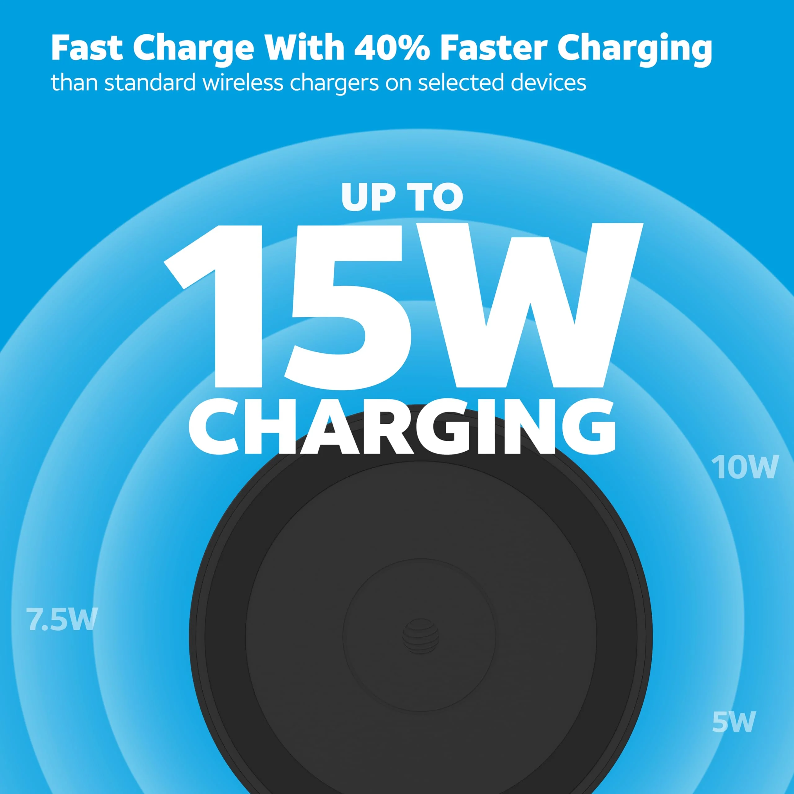 AT&T Qi Certified Case-Friendly Wireless Magnetic Charging Car Dock for Apple iPhone, Google Pixel, and Samsung Galaxy (Black) Black / Circle - Image 3
