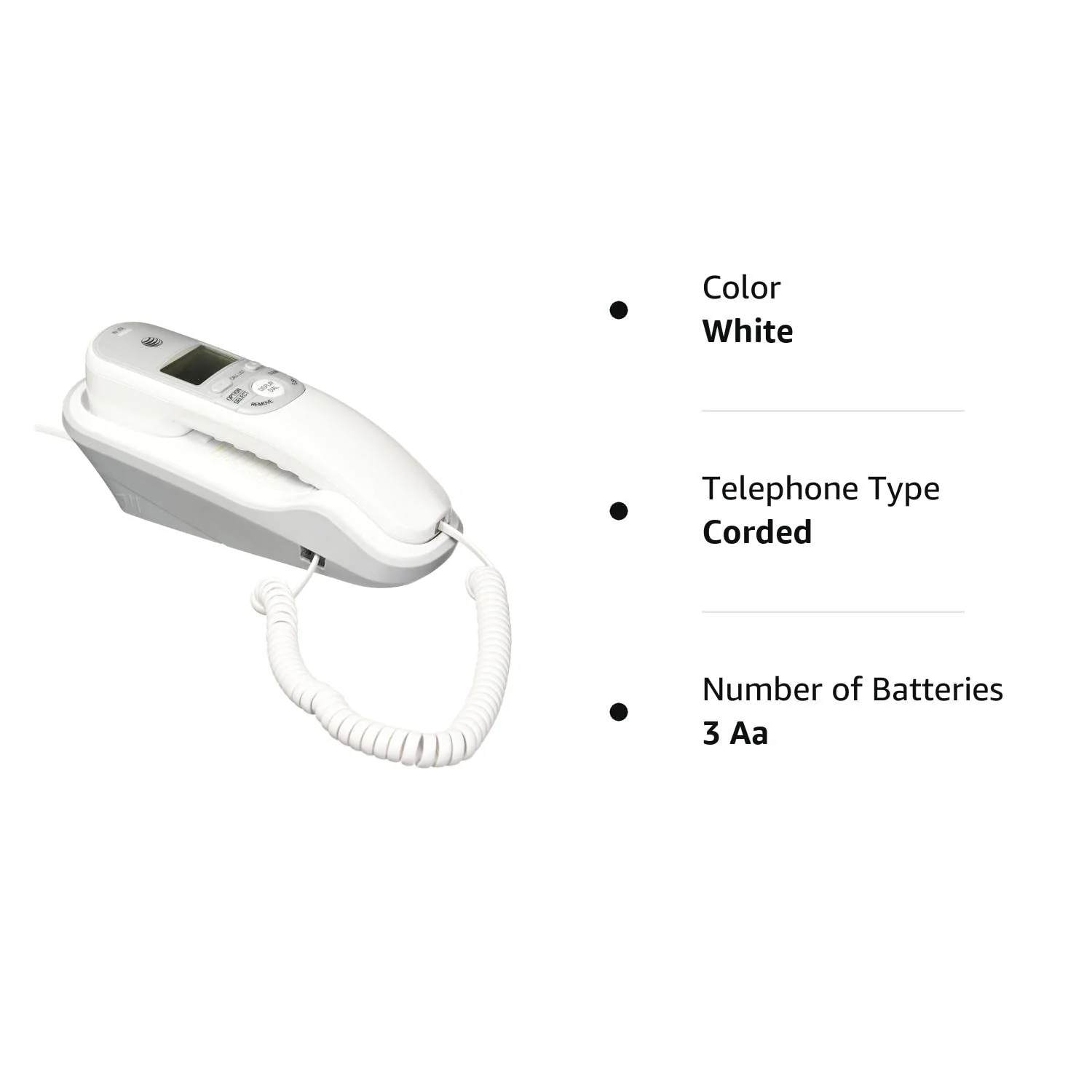 AT&T TR1909 Trimline Corded Phone with Caller ID, White - Image 5