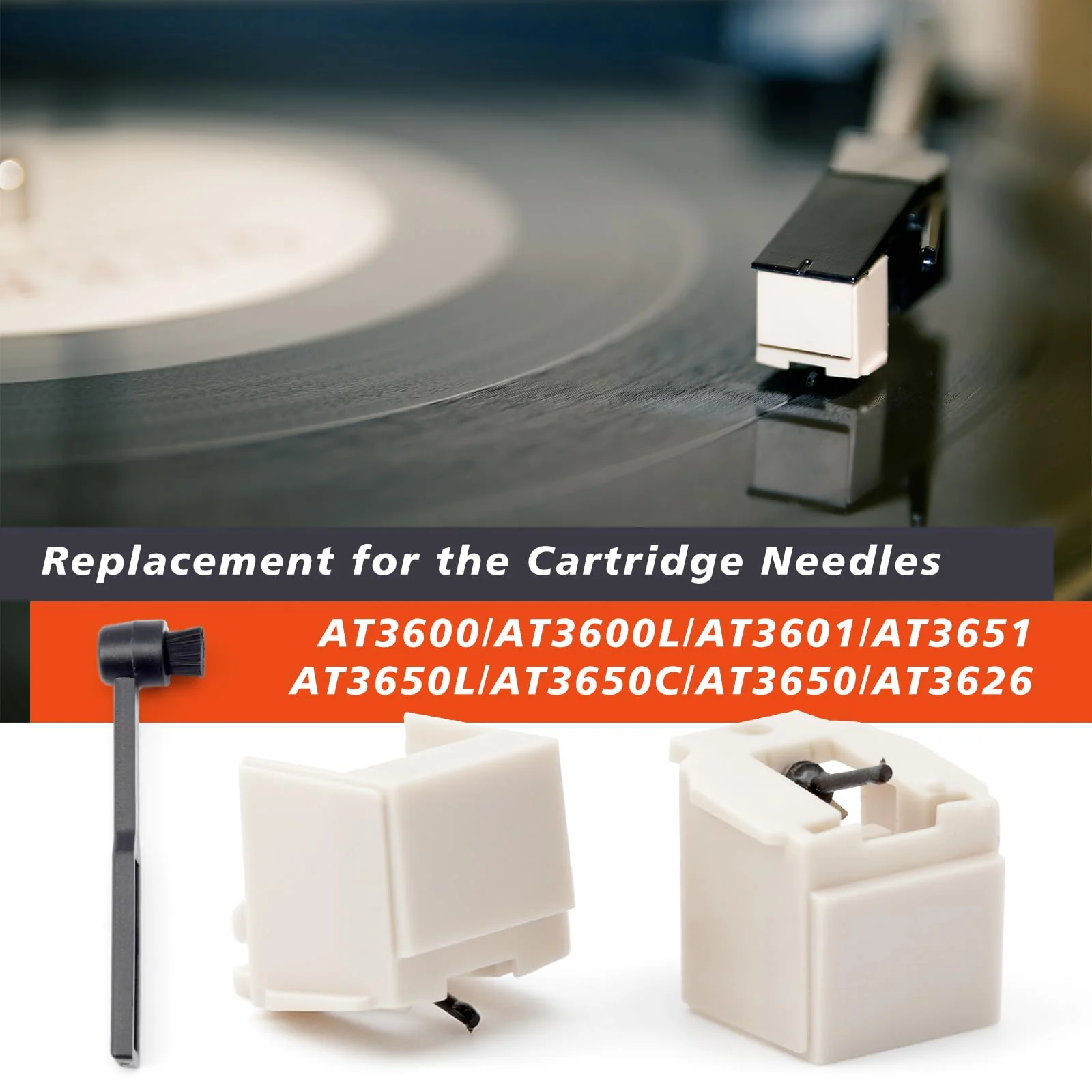 ATN3600L Diamond Record Player Needles Replacement Stylus Compatible with Audio-Technica AT-LP60X, AT-LP60XBT, and AT-LP60XBT-USB Turntable Needle Replacement, 2PCS with Stylus Cleaning Brush - Image 4