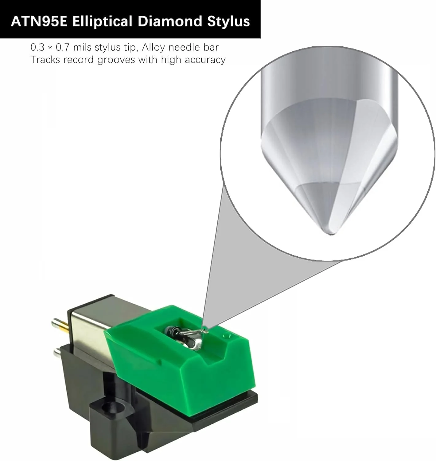 ATN95E Diamond Record Player Needles Replacement Stylus, Compatible with Audio-Technica AT-LP120-USB Turntables(Not for LP120X-USB) - Image 3