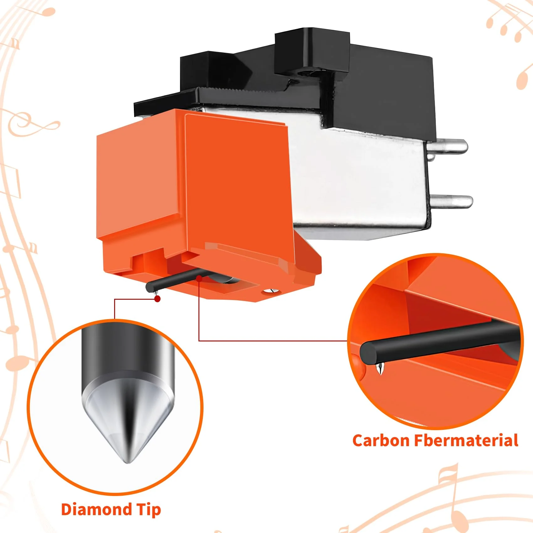 ATN95E Diamond Turntable Needle Stylus Replacement, Compatible with Audio-Technica AT-LP120X Vinyl Record Players (ATN3600L(Orange)) ATN3600L(Orange) - Image 4