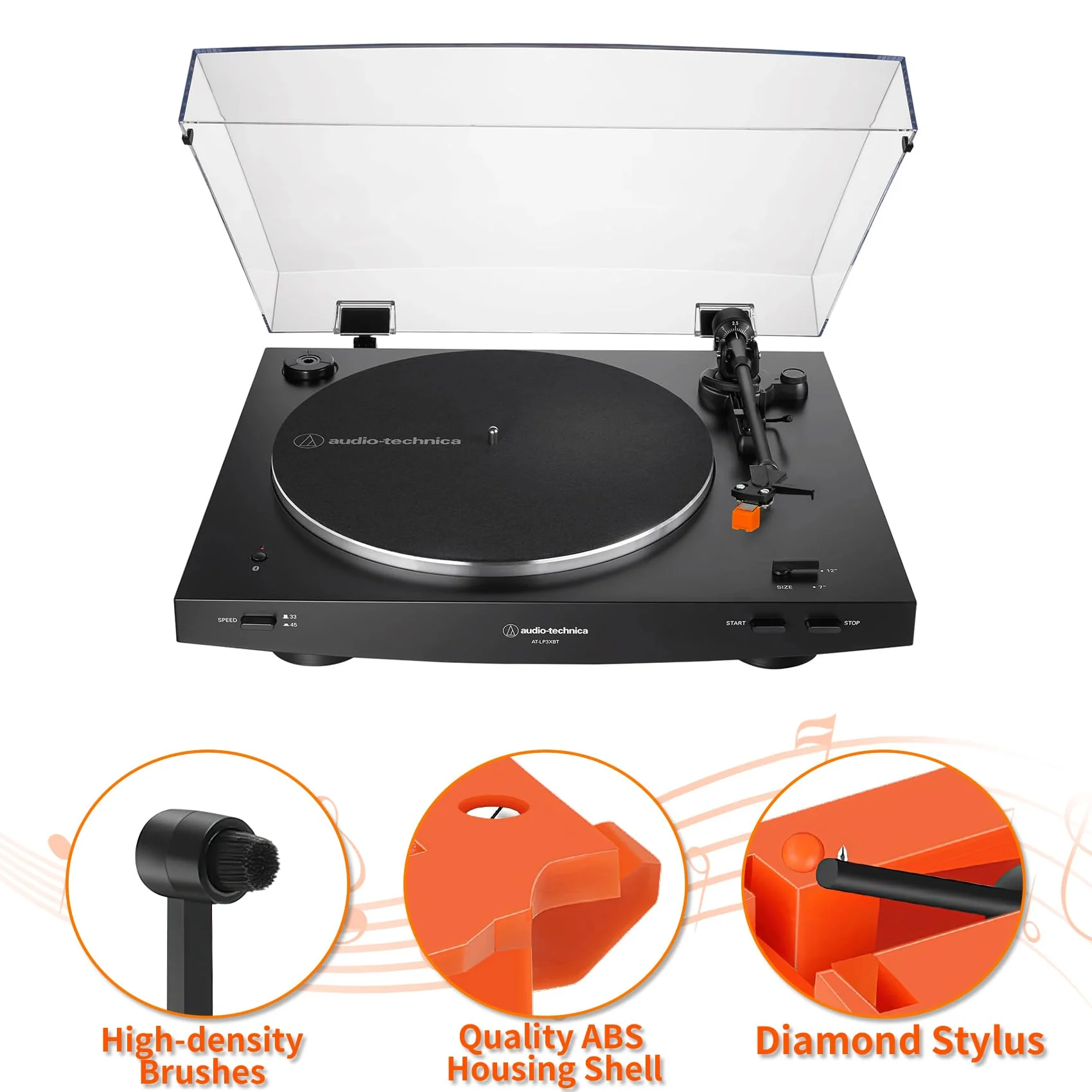 ATN95E Diamond Turntable Needle Stylus Replacement, Compatible with Audio-Technica AT-LP120X Vinyl Record Players (ATN3600L(Orange)) ATN3600L(Orange) - Image 5