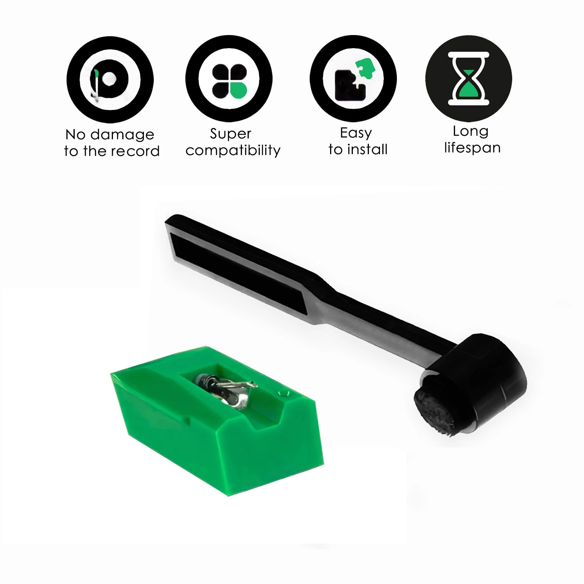 ATN95E Turntable Record Replacement Needle with Stylus Cleaning Brush, Eliptical Record Player Needle Compatible with Audio-Technica AT-LP120-USB Vinyl Turntables 1PCS - Image 2
