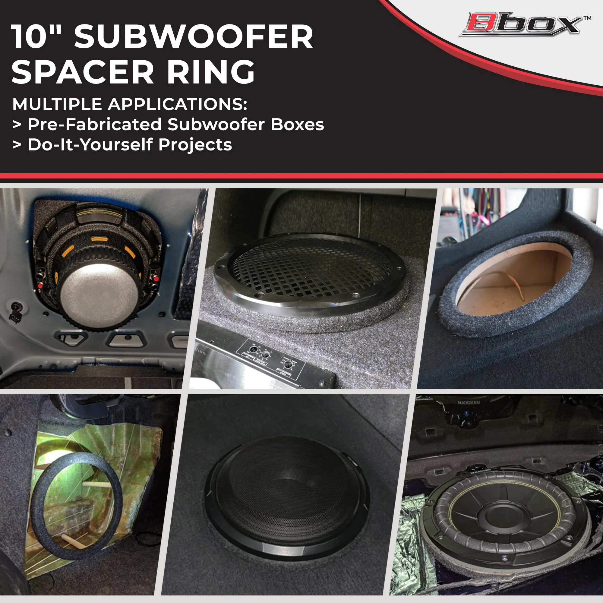 Atrend Universal MDF Constructed Spacer for 10 Inch Speaker or Sub - Adds 3/4" To Depth - Premium Subwoofer Spacer Improves Audio Quality, Sound & Bass - Multiple Usage - Charcoal,Black 10" - Image 2
