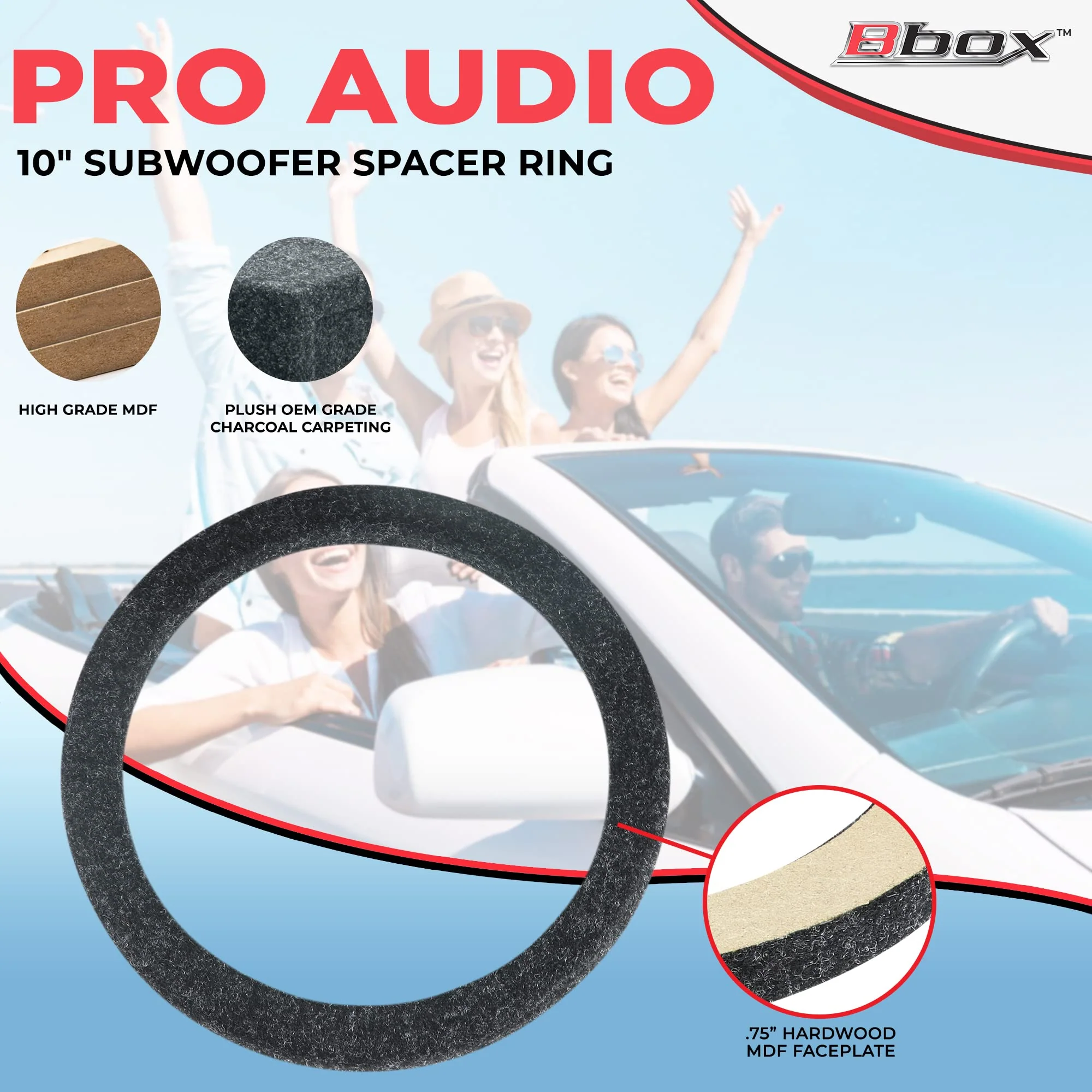 Atrend Universal MDF Constructed Spacer for 10 Inch Speaker or Sub - Adds 3/4" To Depth - Premium Subwoofer Spacer Improves Audio Quality, Sound & Bass - Multiple Usage - Charcoal,Black 10" - Image 4