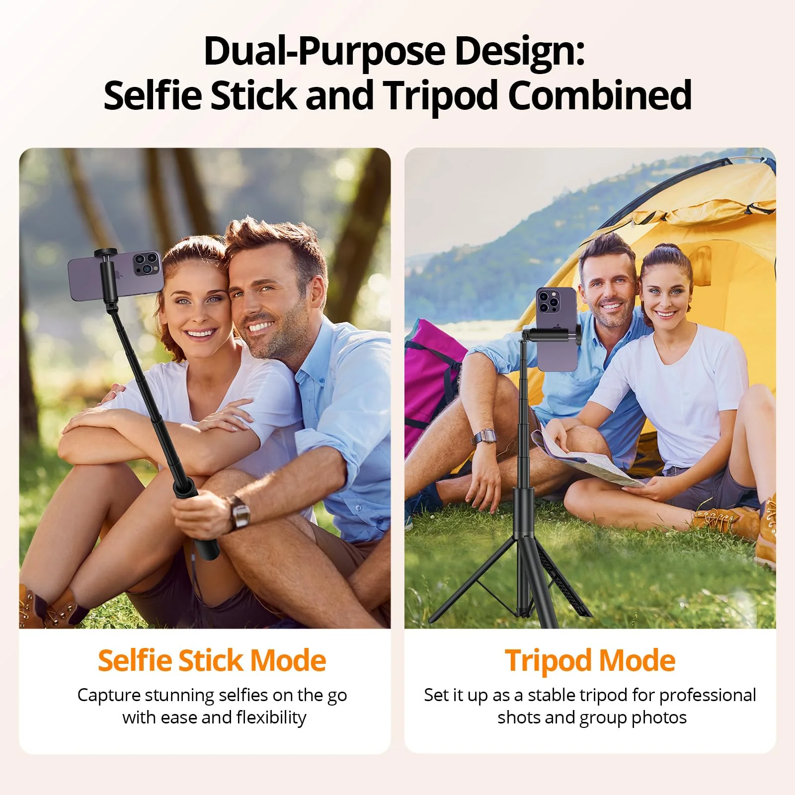 ATUMTEK 55" Selfie Stick Tripod, All-in-one Extendable Aluminum Phone Tripod with Rechargeable Bluetooth Remote for iPhone, Samsung, Google, LG, Sony and More, Fitting 4.7-7 inch Smartphones, Black 55" - Image 5