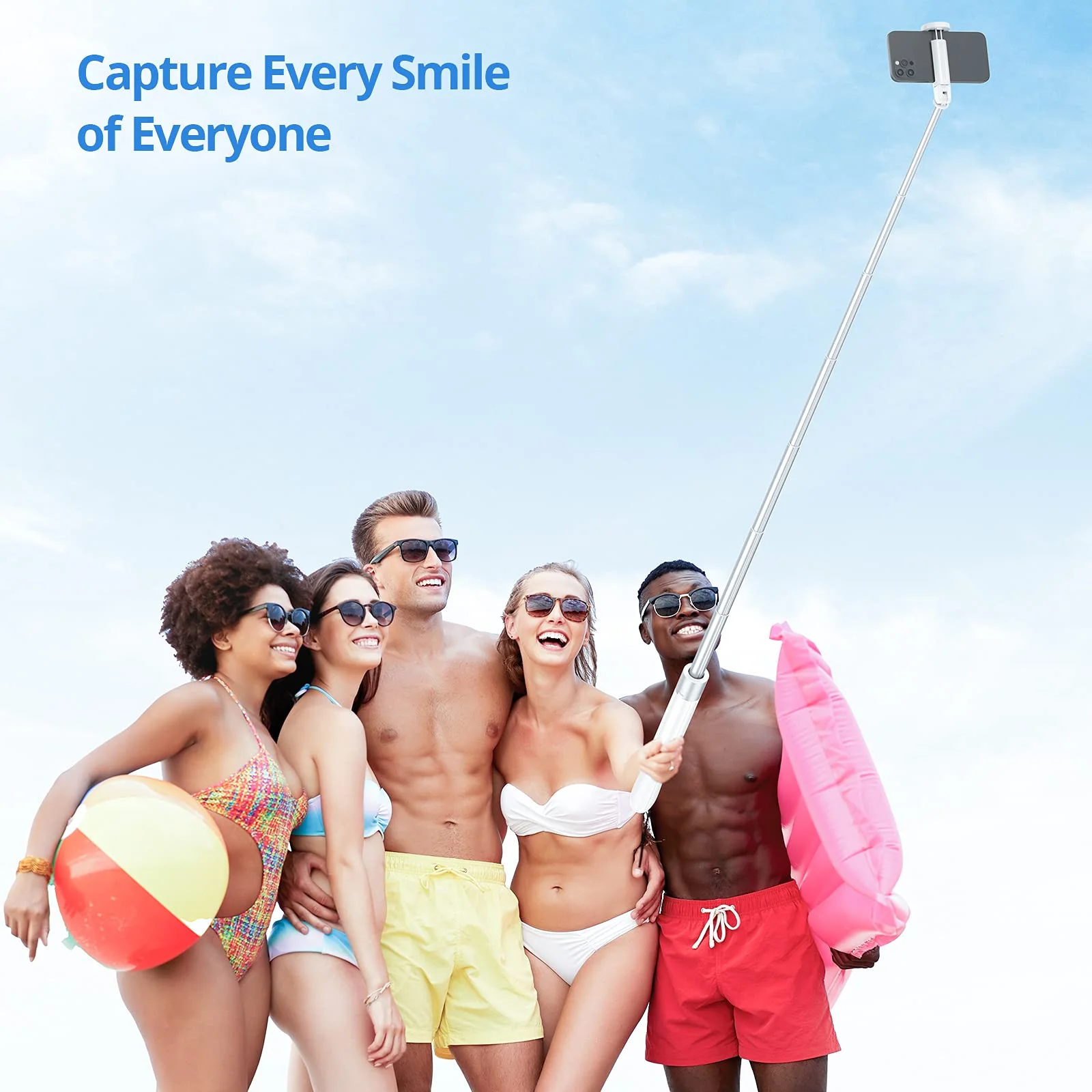ATUMTEK 60" Selfie Stick Tripod, All in One Extendable Phone Tripod Stand with Bluetooth Remote 360° Rotation for iPhone and Android Phone Selfies, Video Recording, Vlogging, Live Streaming, White 60" - Image 9