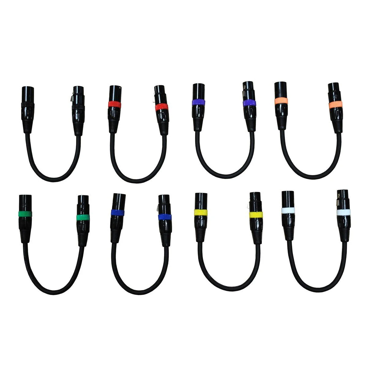 Audio 2000s 8 Pack 1 Ft XLR Male to Female Microphone Cable E-02101-E8