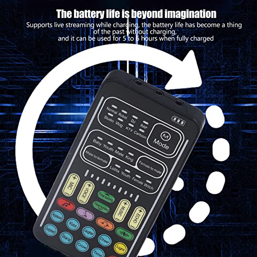 Audio Mixer, I9 Voice Changer Set Live Sound Card for Live Streaming, Multifunction Portable Recording Mini Sound Card Audio Mixer for Game Anchor Recording Computer (English Version) - Image 8