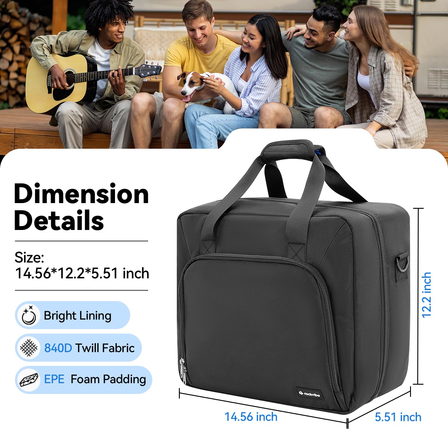 Audio Mixer Travel Bag Mixer Carrying Case Dj Accessories Equipment Bag,Large-Capacity DJ Controller Case for Music Equipment (14.5x12.2x5.5),Podcast Gear and Microphone (Only Bag) - Image 2