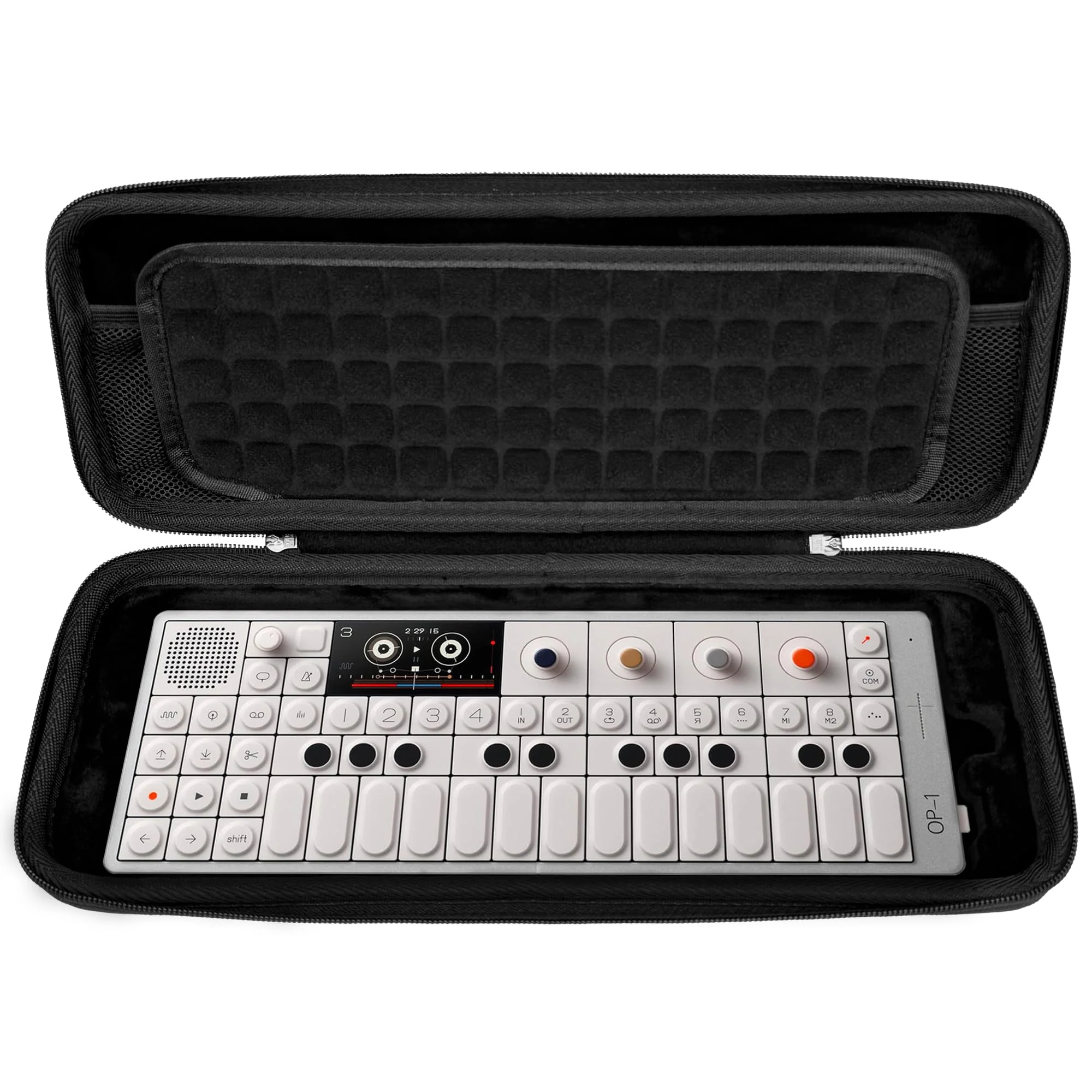 Audio Sampler Synthesizer Case Compatible with Teenage Engineering OP-1 Field/OP-XY, Portable Music Gear Storage Bag with Top Mesh Pocket and Groove Structure for Easy Access