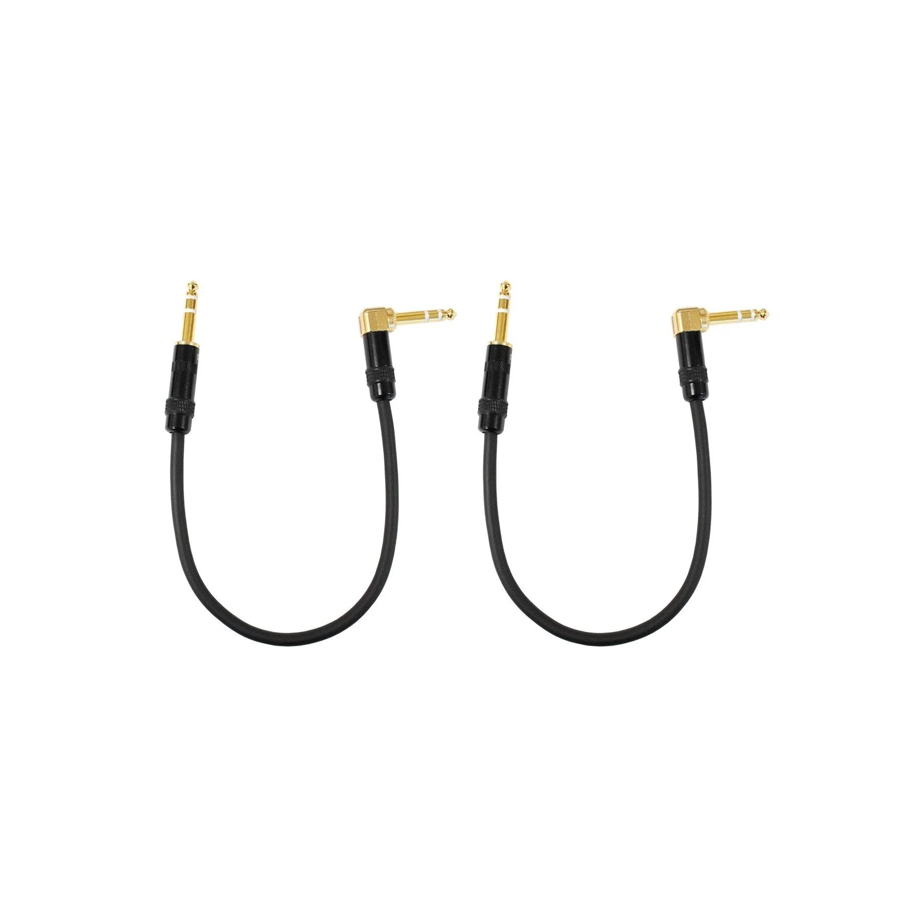 Audio2000's C26001P2 1 Ft 1/4" TRS Right Angle to 1/4" TRS Cable (2 Pack)