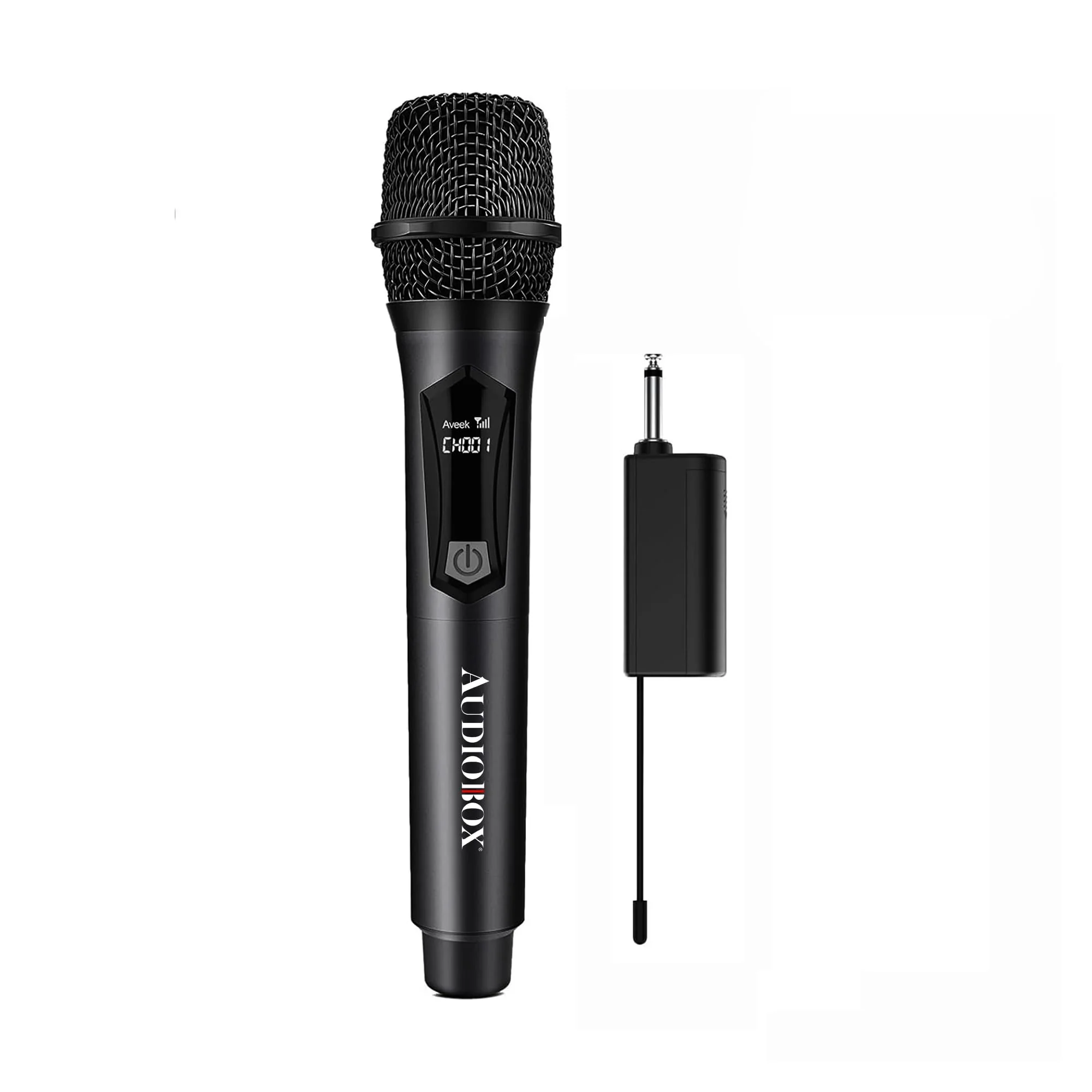 Audiobox Wireless Microphone, UHF Metal Dynamic Handheld Multipurpose Mic with Rechargeable Receiver (4hrs), 160ft Range, for Karaoke Machine, Amplifier Speaker, Mixer, Church, PA - Black (2) 2