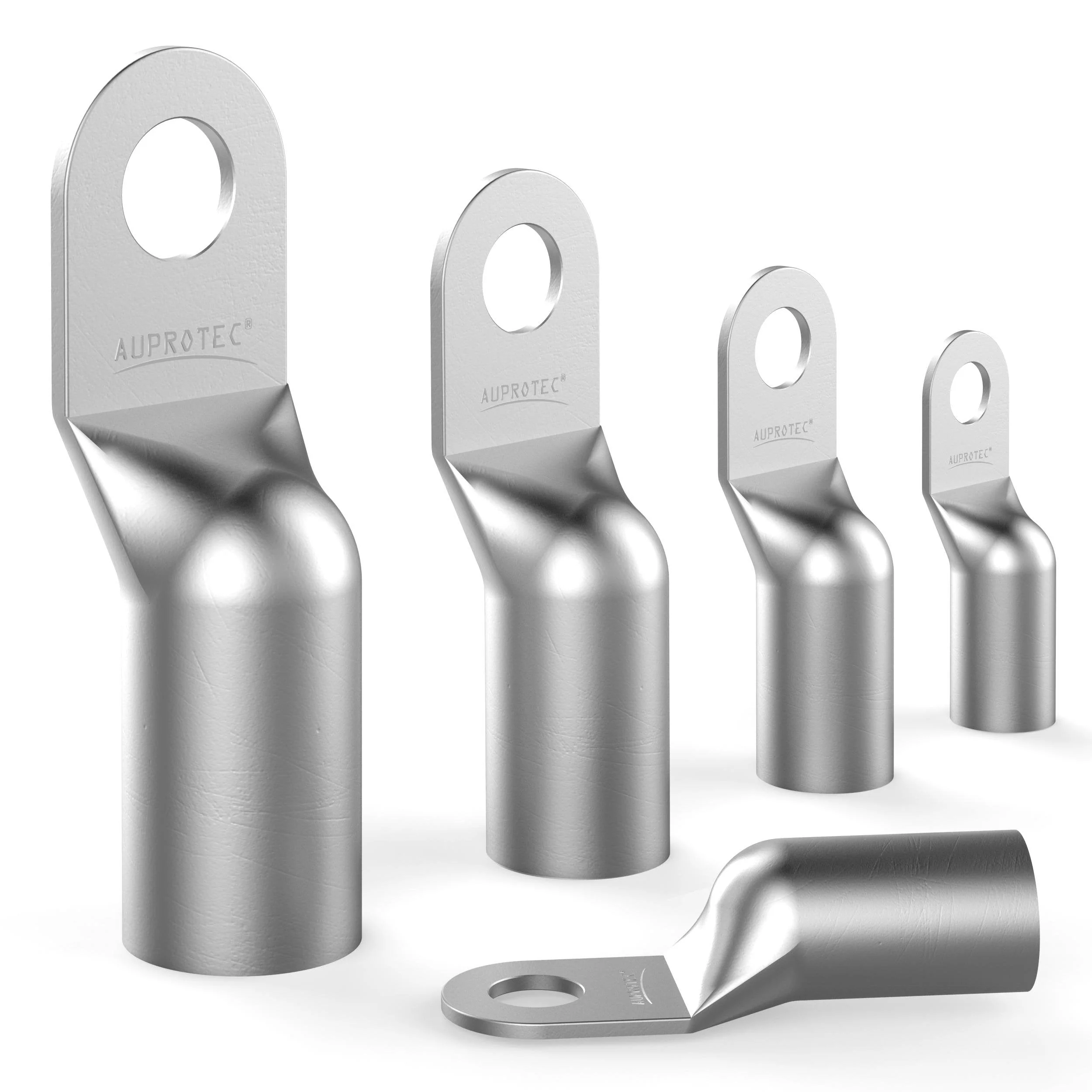 AUPROTEC 4 x Tubular Cable Lugs 25 mm² Hole Diameter M8 Uninsulated SC Cable Connectors Made of Tin-Plated Copper 4 Stück