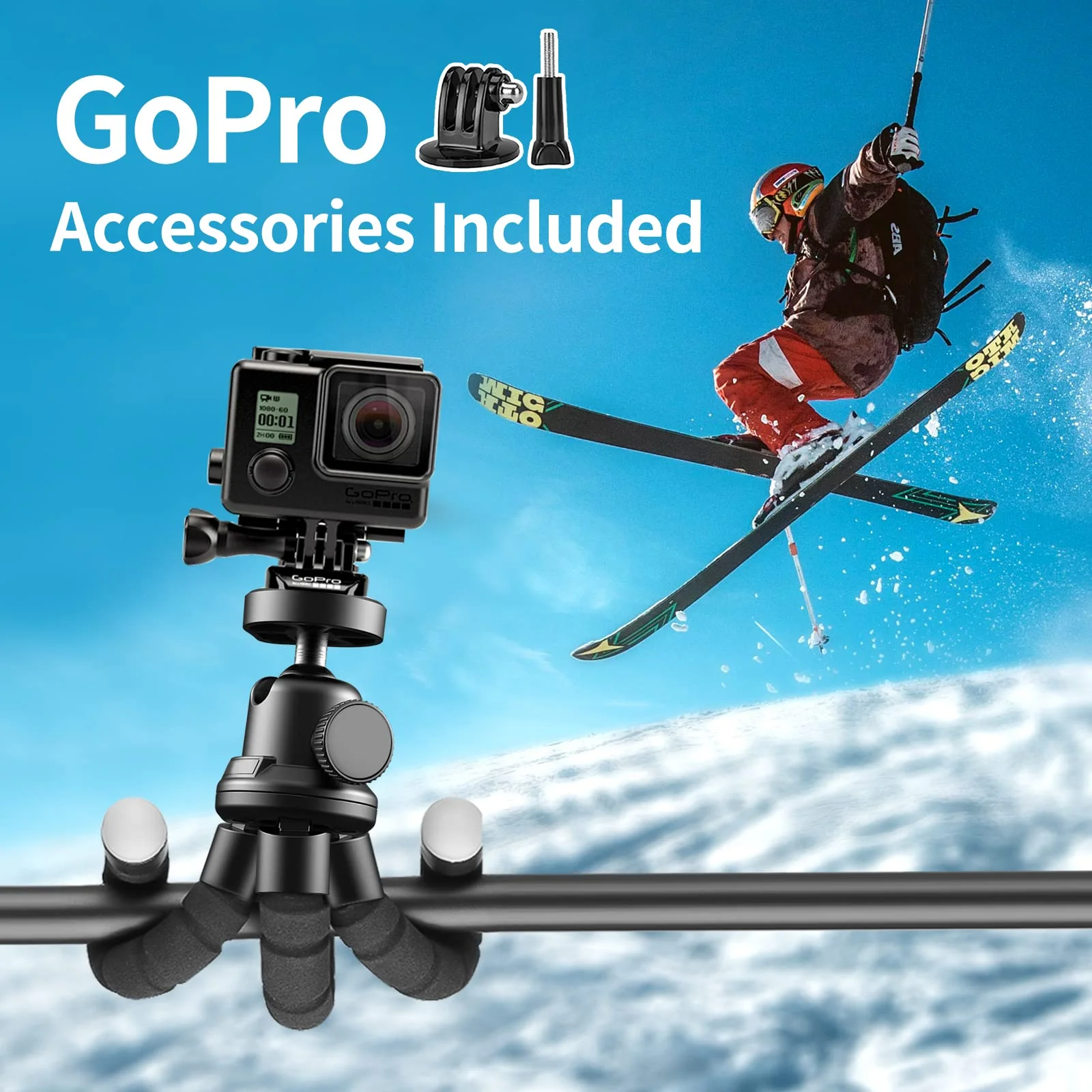 Aureday Phone Tripod, Flexible Tripod for iPhone and Android Cell Phone, Portable Small Tripod with Wireless Remote and Clip for Video Recording/Vlogging/Selfie Black - Image 3