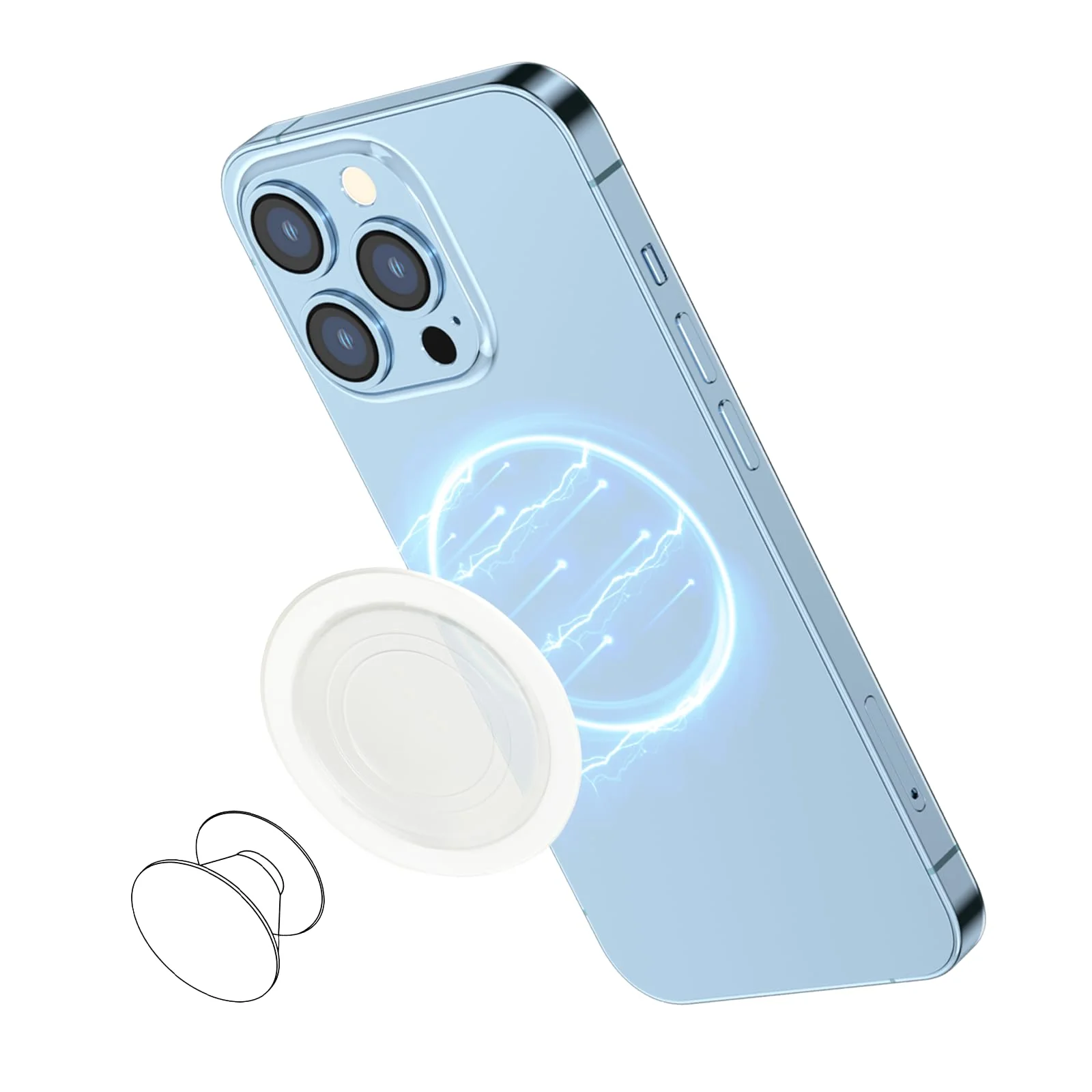 AUROX Compatible with MagSafe Base for iPhone 15/14/13/12 Magnetic Base Plate【Base Only】 Intended for Pop Socket Grip and Phone Ring Holder【Removable for Wireless Charging】(Clear) Plastic-Clear