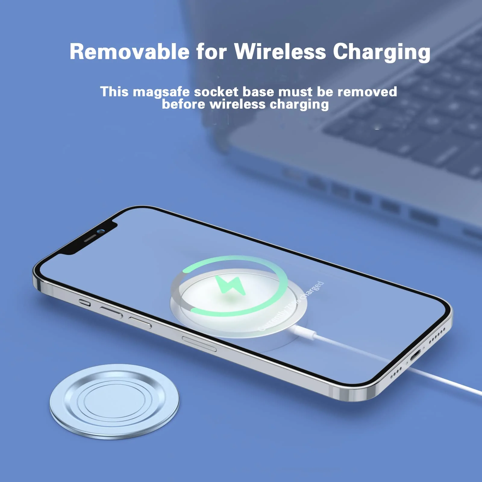AUROX Compatible with MagSafe Base for iPhone 15/14/13/12 Magnetic Base Plate【Base Only】 Intended for Pop Socket Grip and Phone Ring Holder【Removable for Wireless Charging】(Clear) Plastic-Clear - Image 2