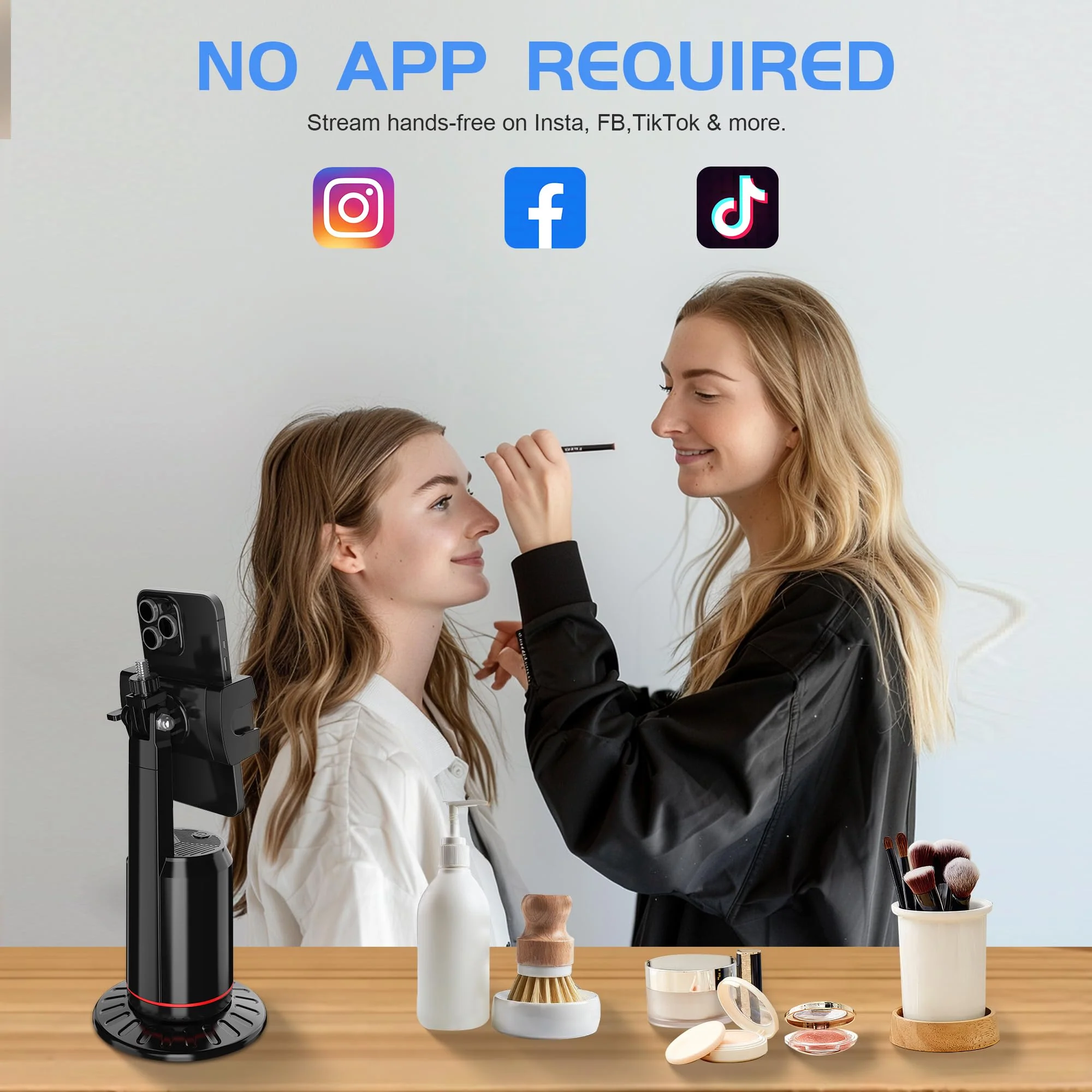 Auto Face Tracking Phone Holder for Phone, GoPro, Compact Camera, 360° Rotation Mount with Remote Compatible with Tripod, Rotating Stand for iPhone for Vlog, Streaming, Video, FaceTime, TIK Tok - Image 4