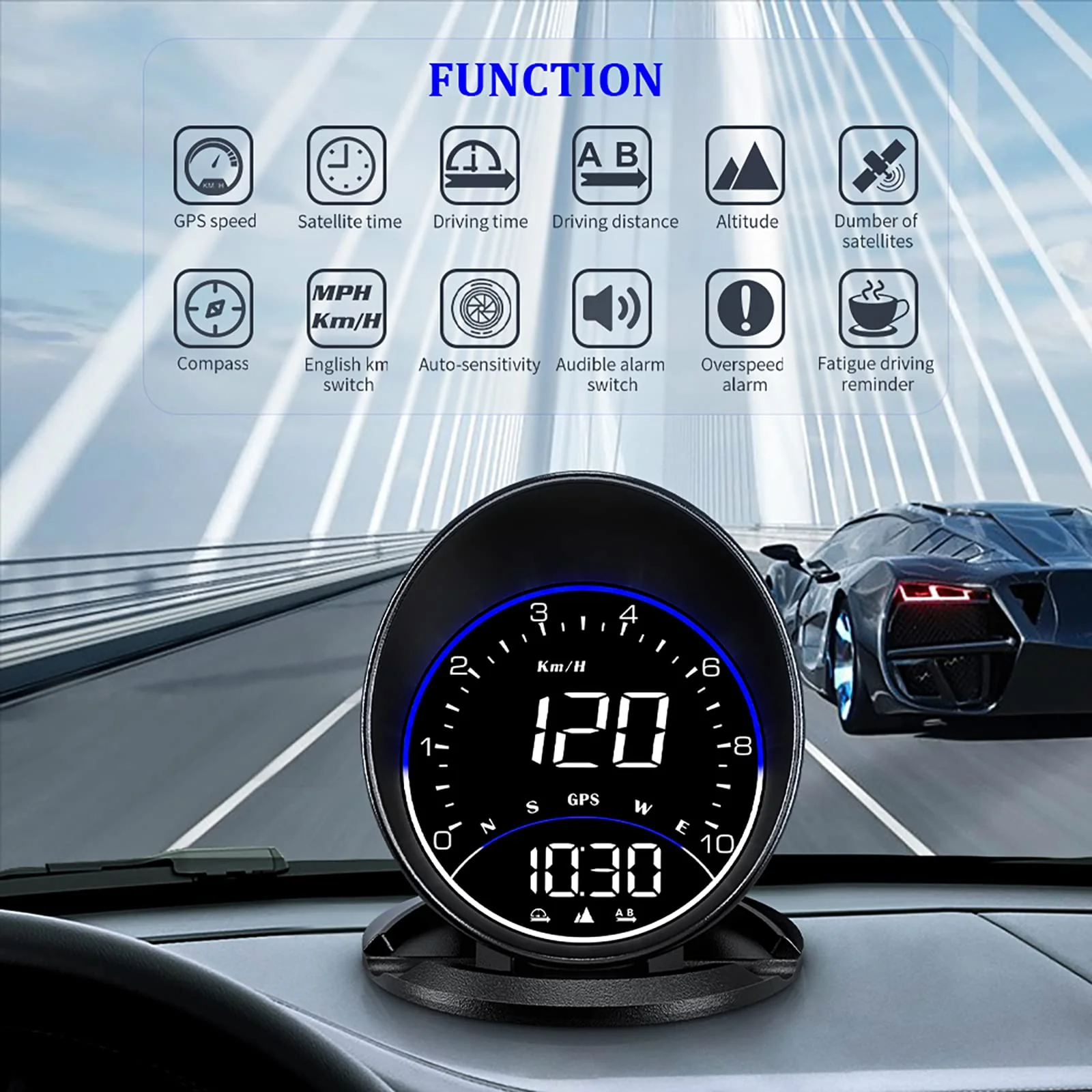 Auto GPS Speedometer G6, Car HUD Head Up Display HD Display, Overspeed Alarm for All Vehicle - Image 3