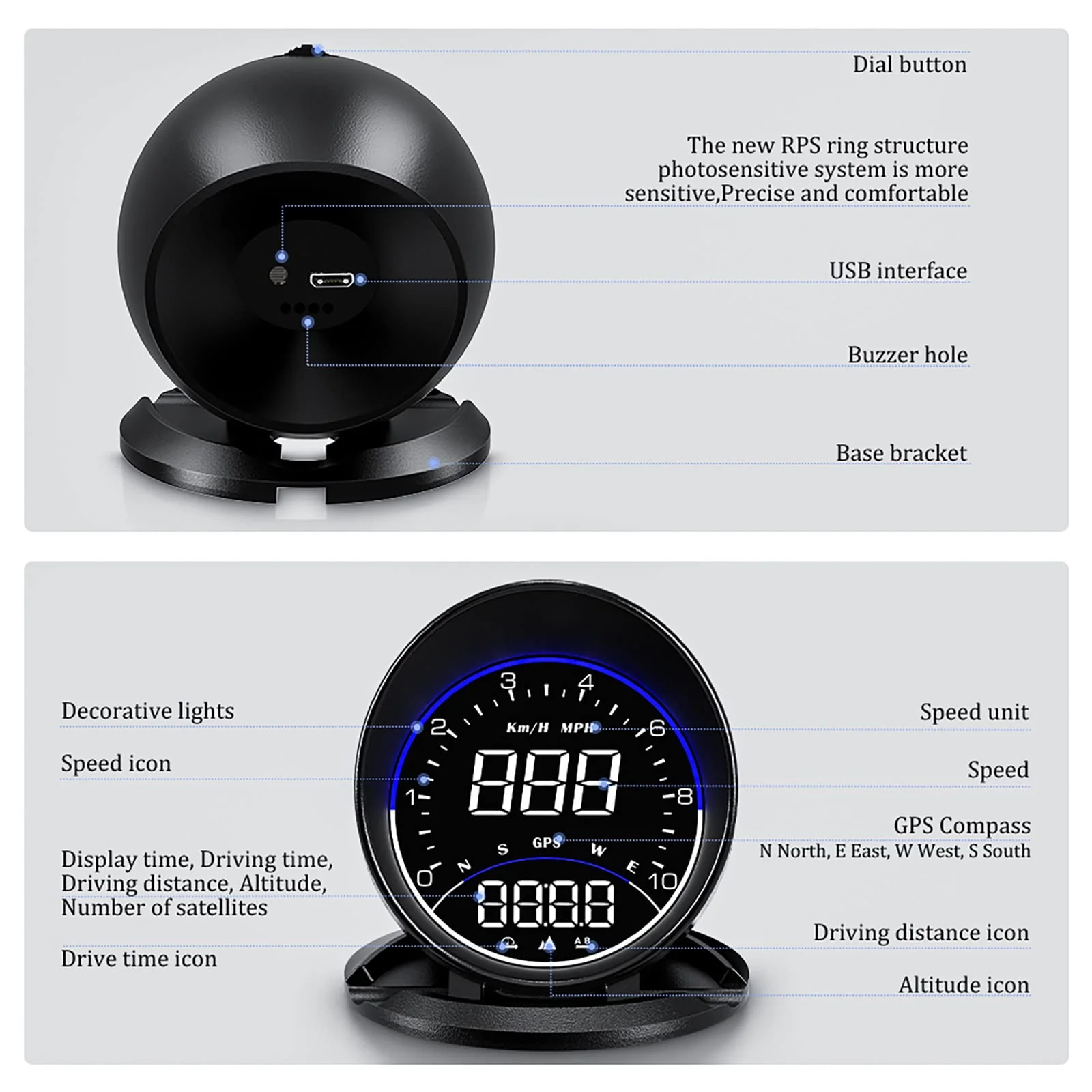 Auto GPS Speedometer G6, Car HUD Head Up Display HD Display, Overspeed Alarm for All Vehicle - Image 7