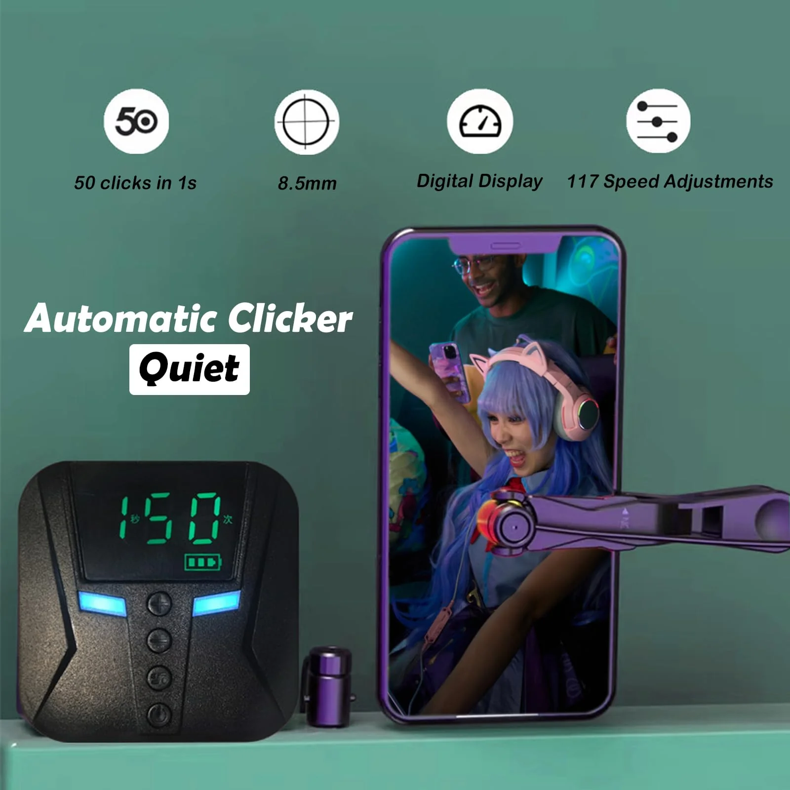 Automatic Clicker for iPhone iPad, Phone Screen Device Speed Clicker for Android IOS, Simulated Finger Continuous Clicking, Adjustable Auto Physical Tapper, Suitable for Games,Reward Tasks(1 Second Fastest 50 Times) G1 - Image 3