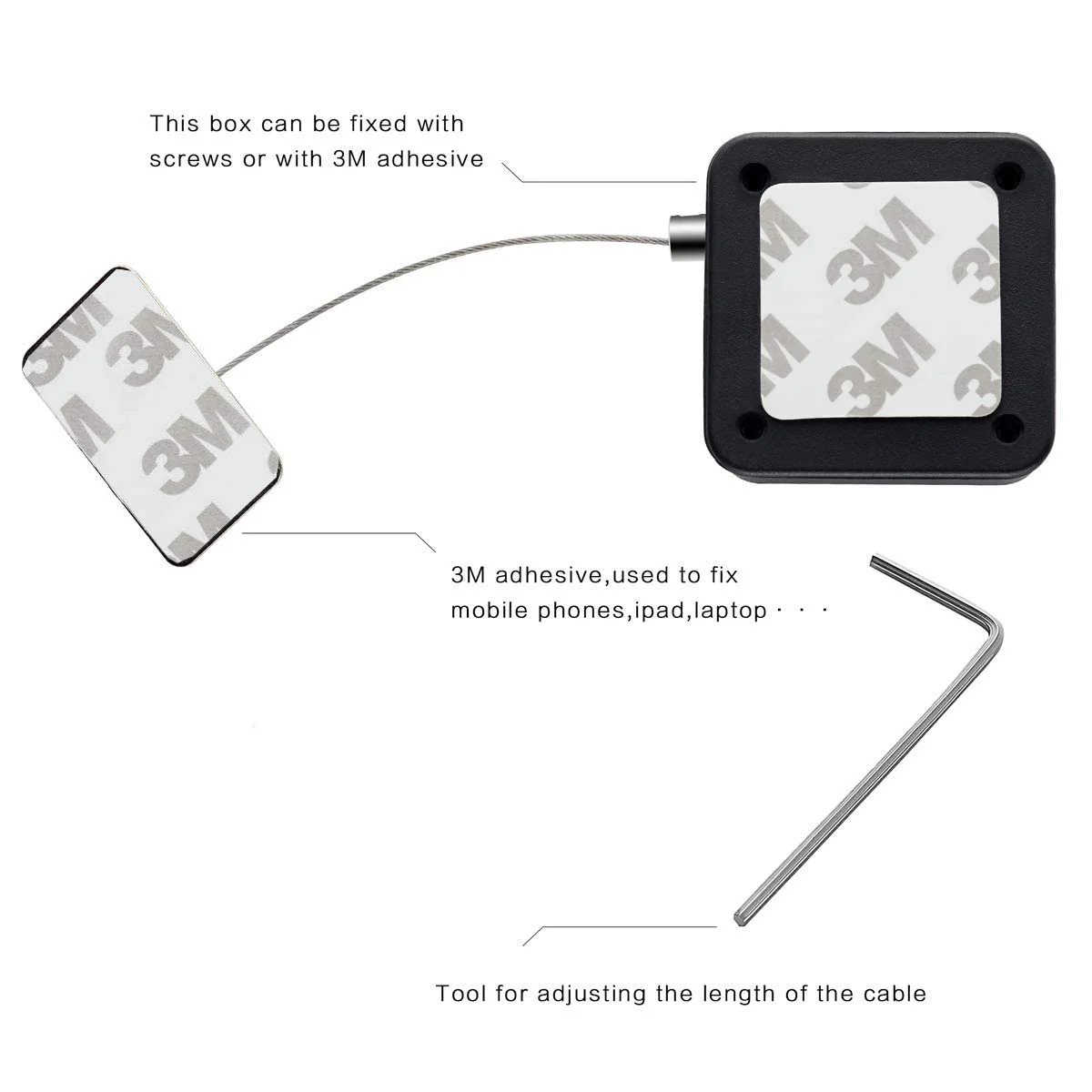 Automatic Retractable Anti-Theft Cable Case 44X16mm Hardware Security Cable Lock Anti Theft Combination for Tablet, Mobile Phone, Remote Control - Image 2