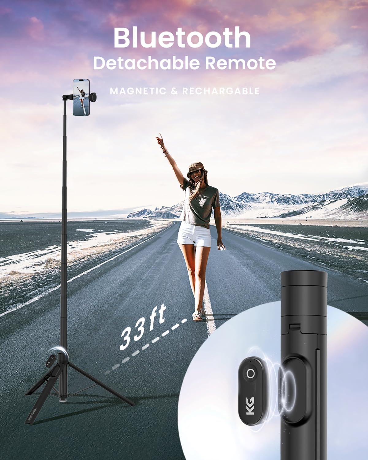 Automatic Tripod for iPhone, 66" Phone Tripod Selfie Stick for Cell Phone, Tripod Stand with Remote for Video Recording, Black - Image 7