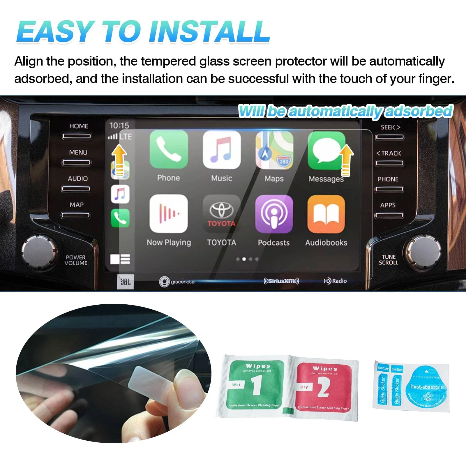 Autorder Custom Fit for Screen Protector Toyota 4Runner 2020 2021 2022 2023 Accessories Tempered Glass 9H Navigation Touchscreen Protective Film(8 Inch) - Image 6