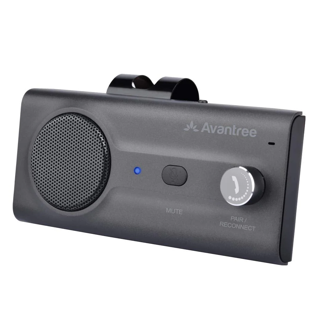 Avantree CK11 Hands Free Bluetooth 5.0 Car Kits, Loud Speakerphone, Support Siri Google Assistant & Motion Auto On Off, Volume Knob, Wireless in Car Handsfree Speaker Kit with Visor Clip - Titannium