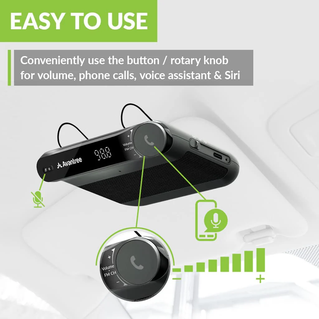 Avantree Roadtrip - Bluetooth Speaker & Wireless FM Transmitter Kit 2-in-1 for Cars with Hands-Free 6W Speakerphones, Built-in Mic, and Multipoint Cell Phone Connections - Image 6