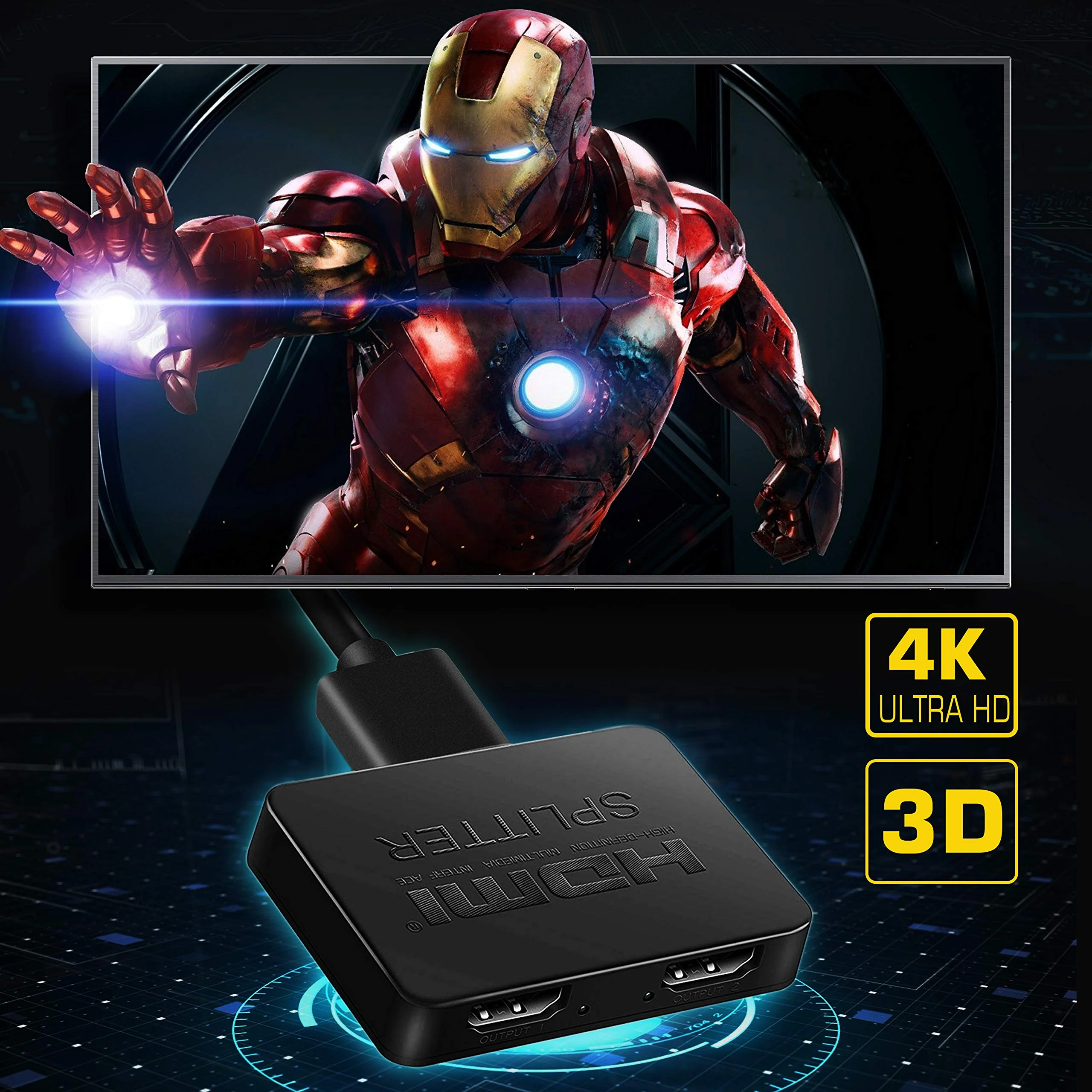 avedio links HDMI Splitter 1 in 2 Out, 4K HDMI Splitter for Dual Monitors Duplicate/Mirror Only, 1x2 HDMI Splitter 1 to 2 Amplifier for Full HD 1080P 3D with HDMI Cable (1 Source onto 2 Displays) 4K HDMI Splitter not support extend - Image 7