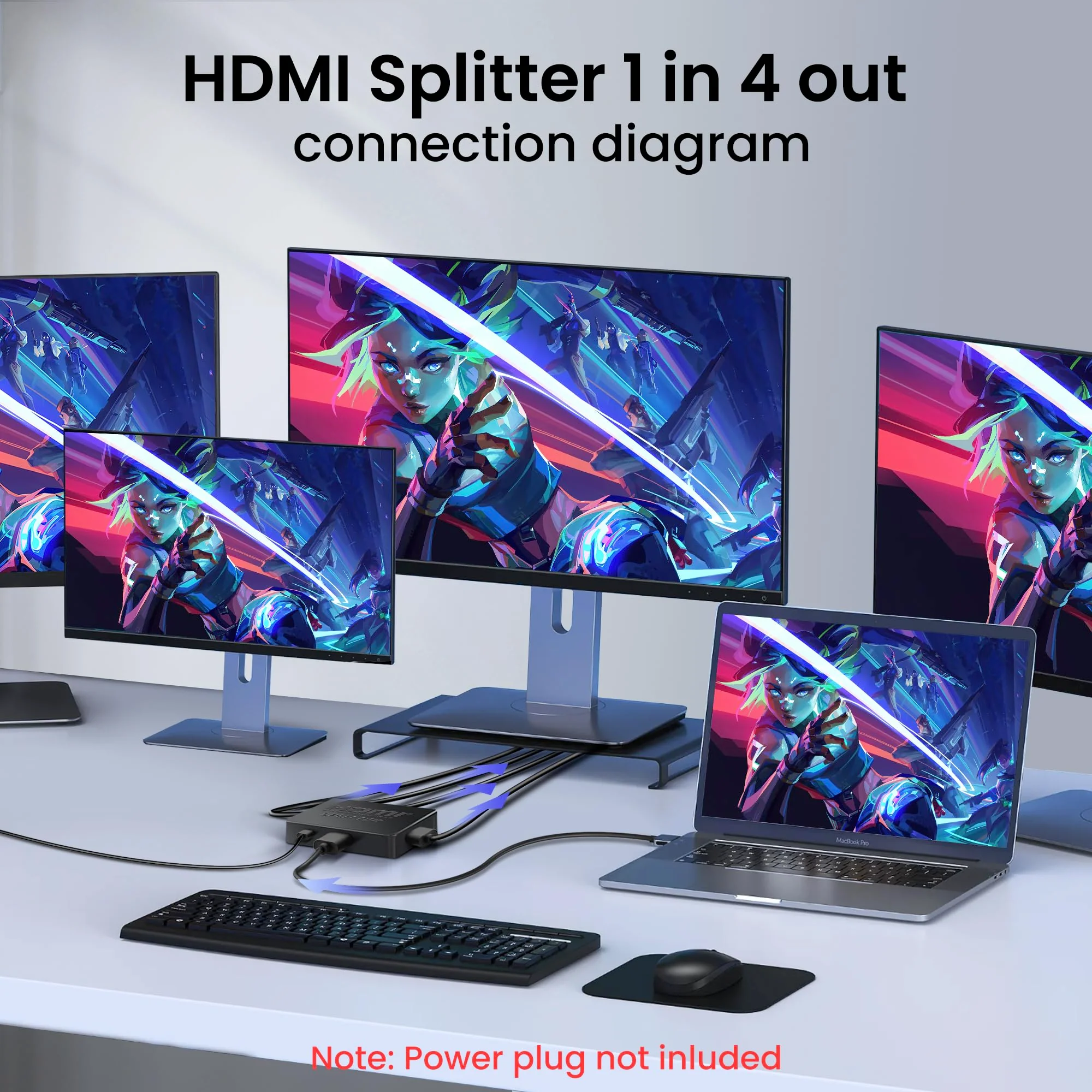 avedio links HDMI Splitter 1 in 4 Out with HDMI Cable, 4K HDMI Splitter 1X4 Mirror Screen, USB Power Splitter 1 Input 4 Output Support 4KX2K, 1080P@60Hz, 3D, HDR, 1 Source to 4 HDMI displays 1x4 4K@30Hz - Image 3