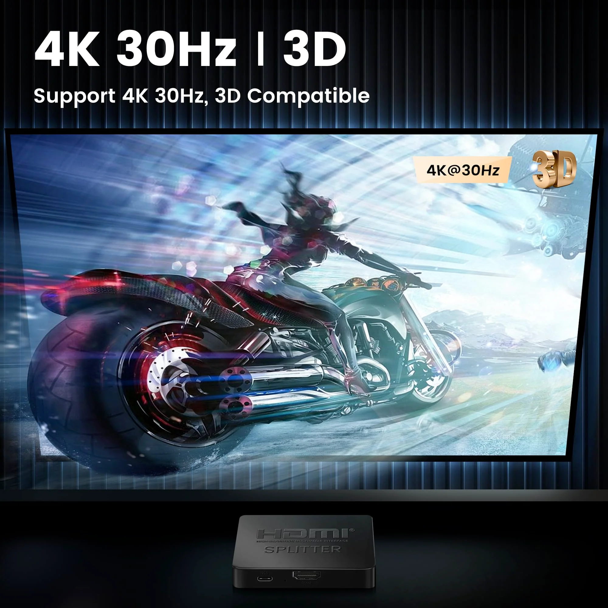 avedio links HDMI Splitter 1 in 4 Out with HDMI Cable, 4K HDMI Splitter 1X4 Mirror Screen, USB Power Splitter 1 Input 4 Output Support 4KX2K, 1080P@60Hz, 3D, HDR, 1 Source to 4 HDMI displays 1x4 4K@30Hz - Image 4