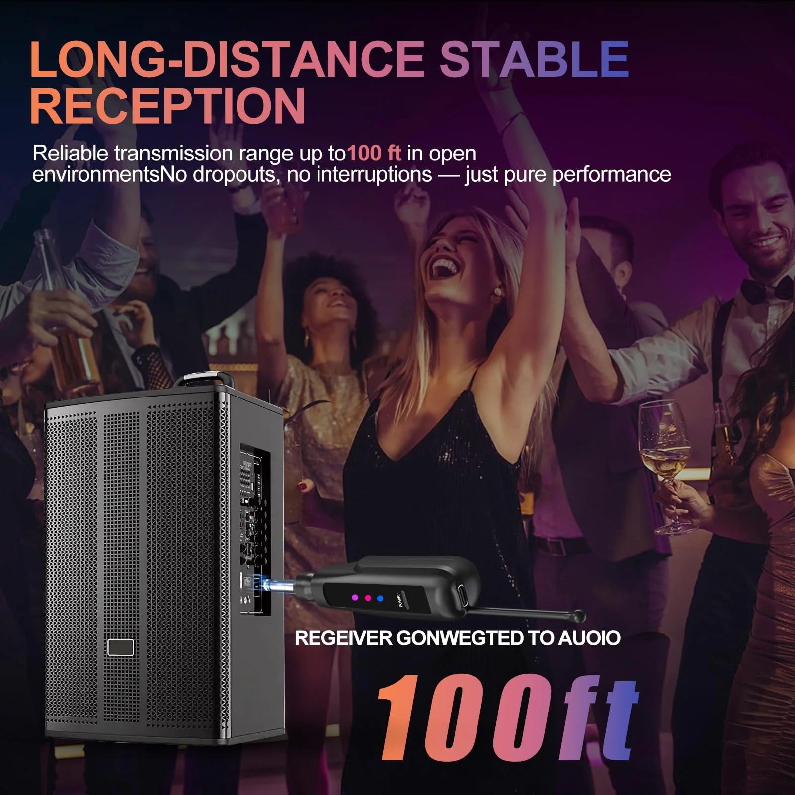 Aveek 2.4GHz Wireless Microphone System, 2 Rechargeable Mics and Receiver, Plug & Play for Karaoke Machine, Party Speakers, Home Entertainment, Wedding & Events - Crystal Clear Sound, 100ft Range Gray - Image 5