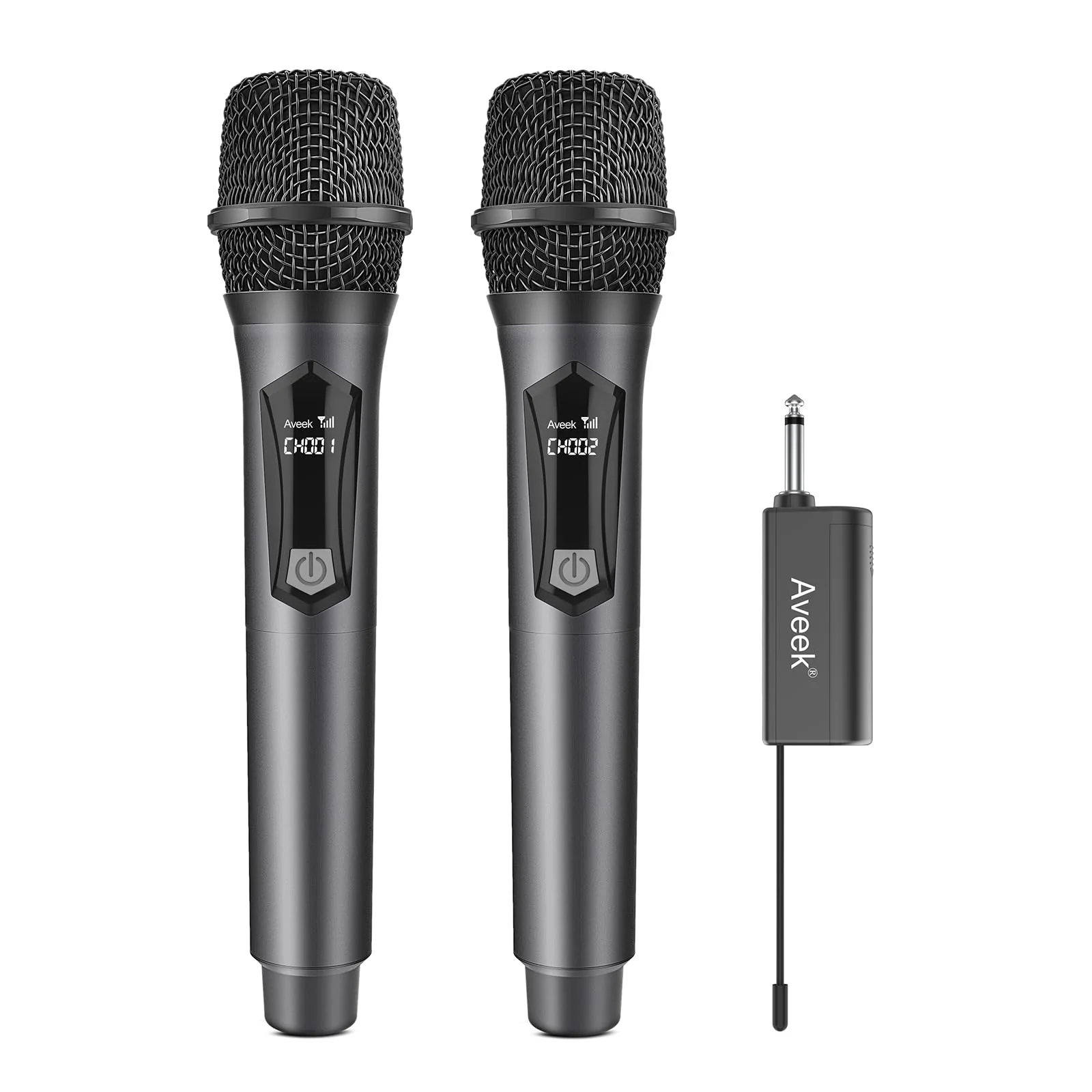 Aveek Wireless Karaoke Microphone, Handheld Mic with Rechargeable Receiver, for Powered Speakers and Amplifiers, Karaoke Microphone Set for Singing,Karaoke,Wedding,DJ,Party (2 Packs) 2 Packs