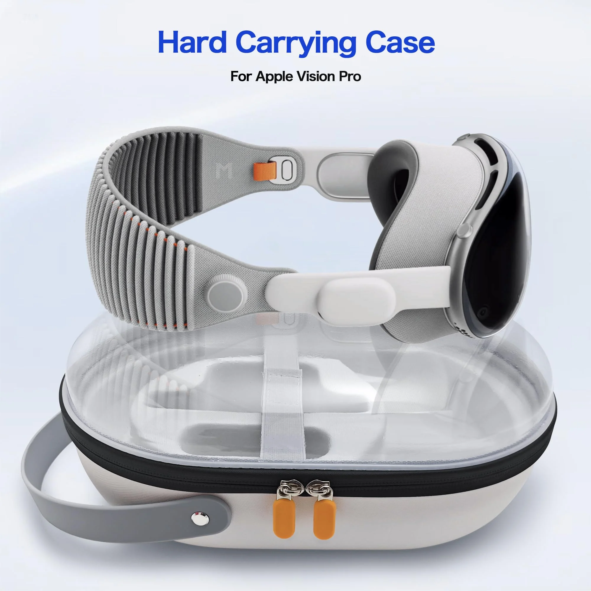 AWINNER Hard Carrying Case Compatible for Apple Vision Pro, Accessories VR Headset with Elite Strap, Ultra-Sleek Design for Travel (Transparent) Transparent - Image 2