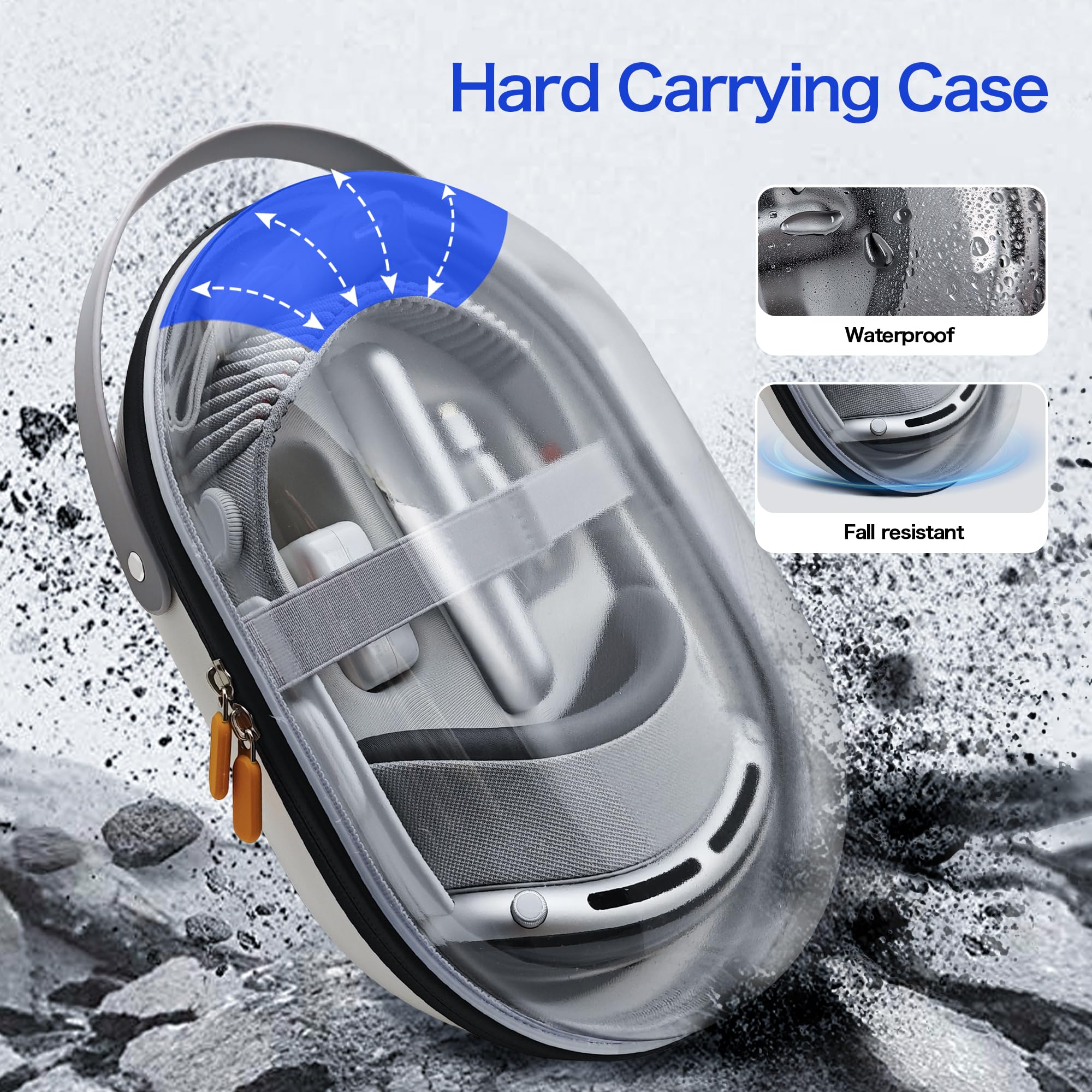 AWINNER Hard Carrying Case Compatible for Apple Vision Pro, Accessories VR Headset with Elite Strap, Ultra-Sleek Design for Travel (Transparent) Transparent - Image 4