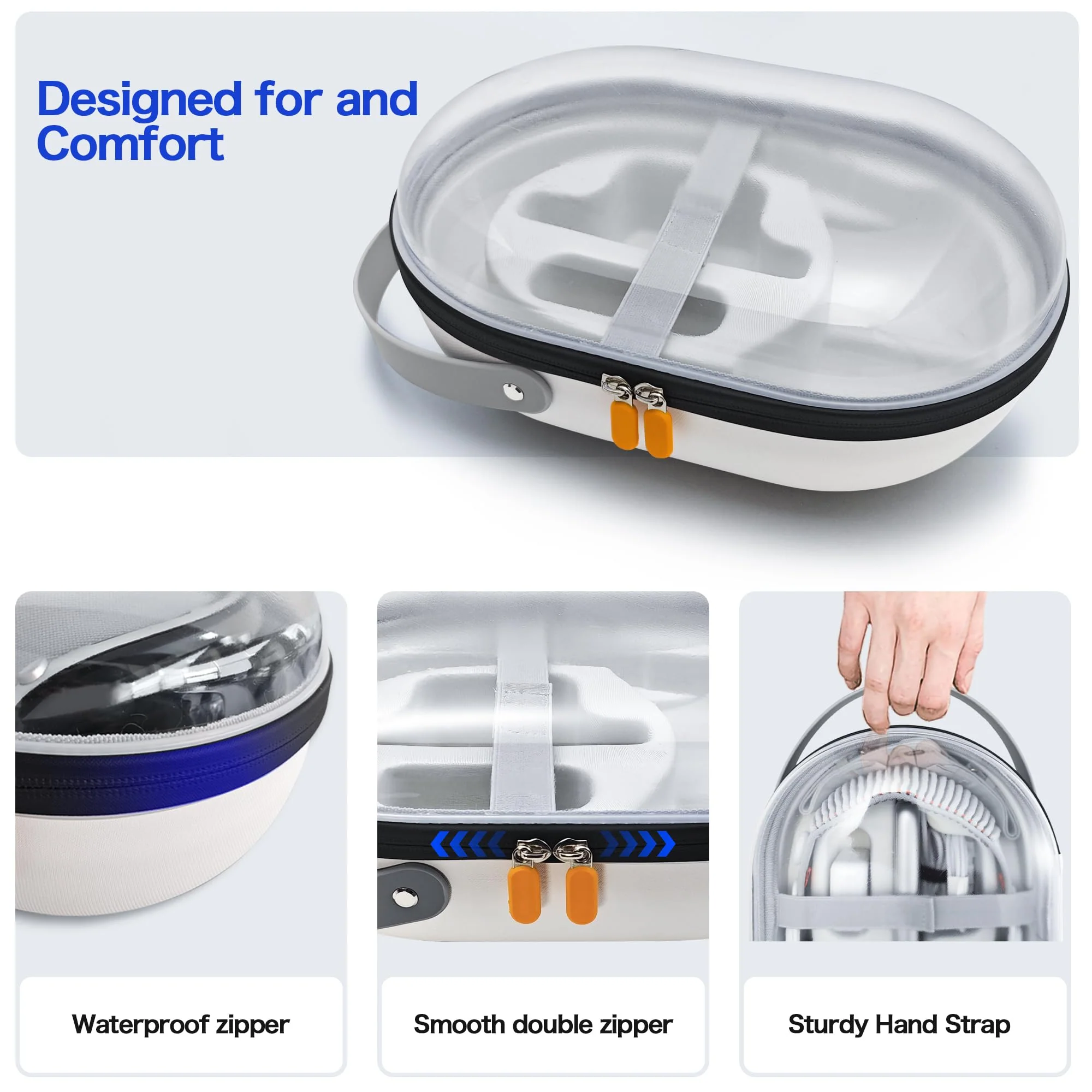 AWINNER Hard Carrying Case Compatible for Apple Vision Pro, Accessories VR Headset with Elite Strap, Ultra-Sleek Design for Travel (Transparent) Transparent - Image 5