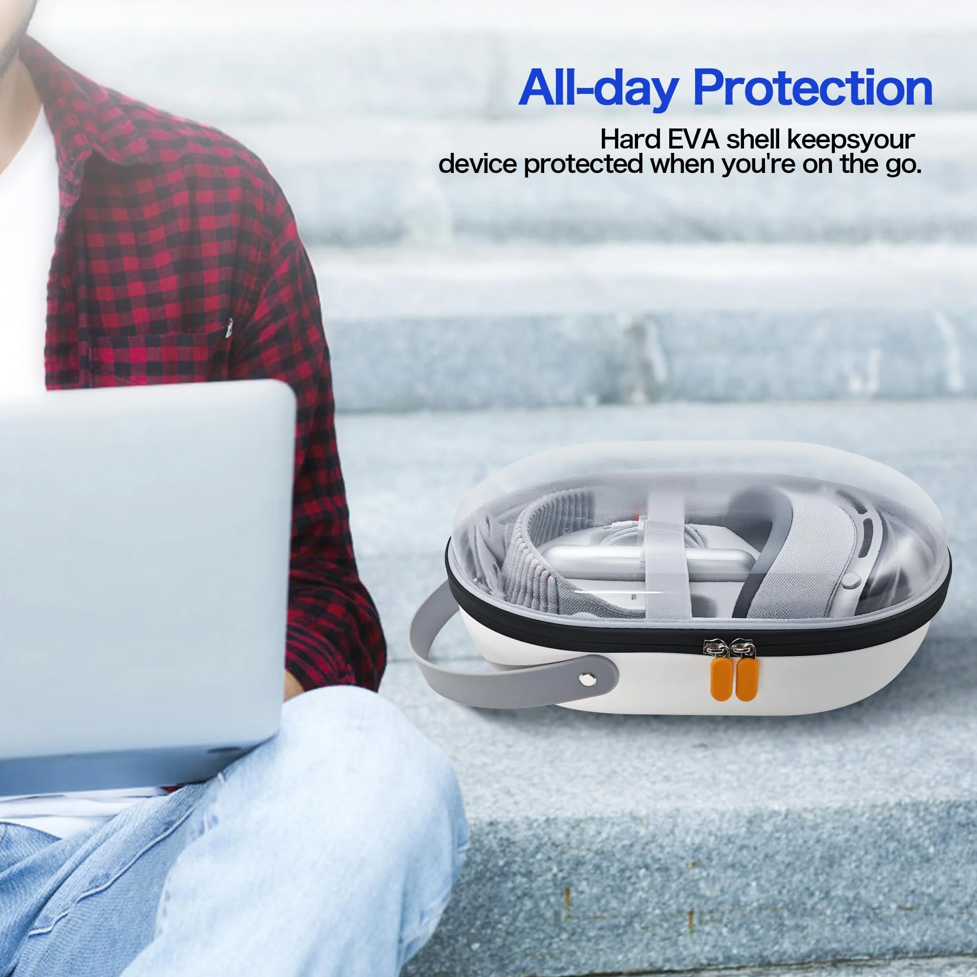 AWINNER Hard Carrying Case Compatible for Apple Vision Pro, Accessories VR Headset with Elite Strap, Ultra-Sleek Design for Travel (Transparent) Transparent - Image 6