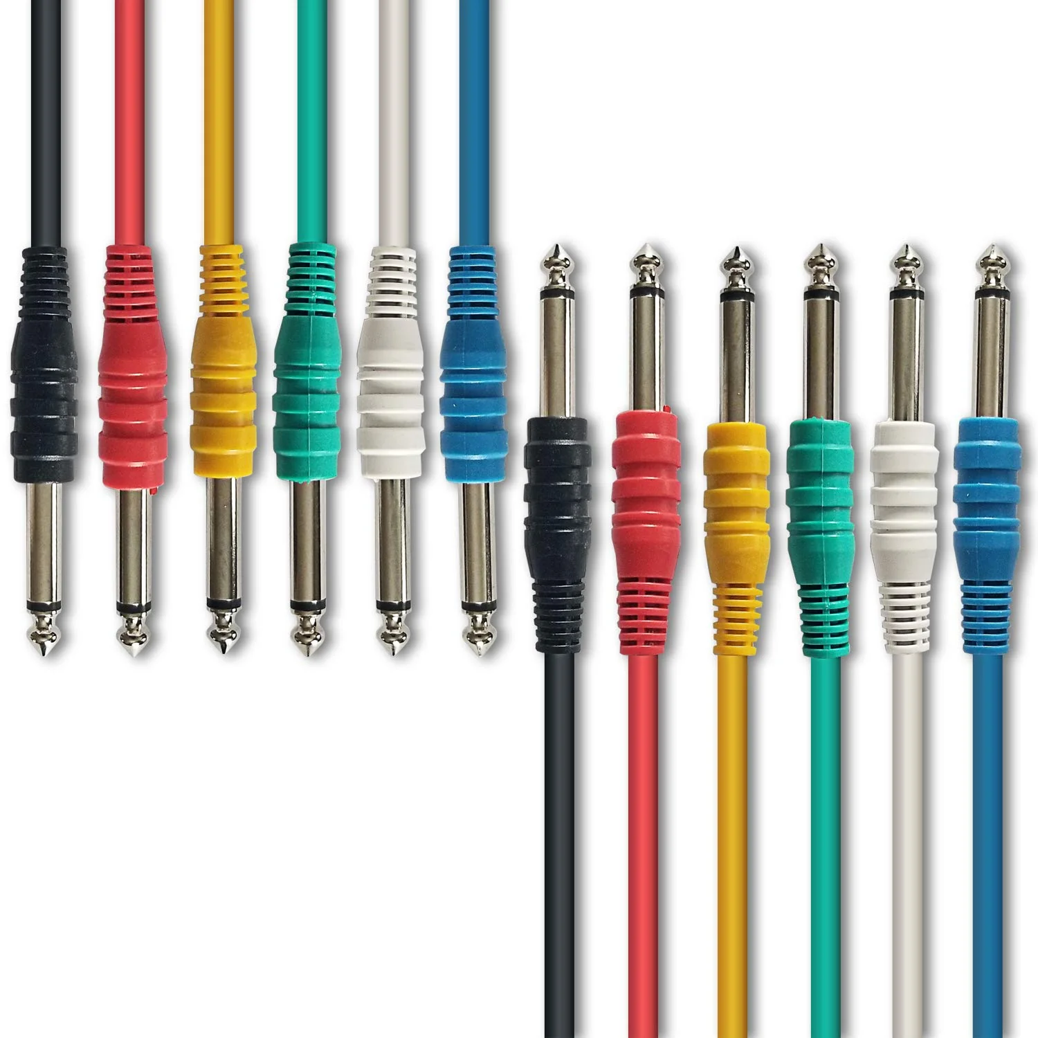 AxcessAbles 1/4 (6.35mm) TS to 1/4 (6.35mm) TS Unbalanced Mono Multi-Color Patch Cables 6 Pack (3ft) Outboard Gear & Patchbay Studio Cables External Effects Digital Analog Effects 3ft - 6PK