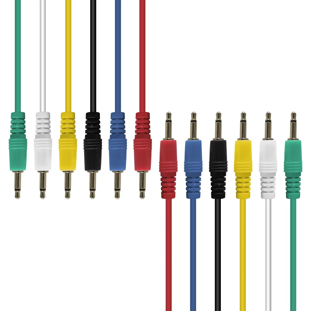 AxcessAbles 3.5mm TS Patch Cables | 1/8 Inch TS Aux Cable Pack (1ft, 6 Pack) | Eurorack Synthesizer Audio Cables | Multicolor Unbalanced Patch Cables 1ft