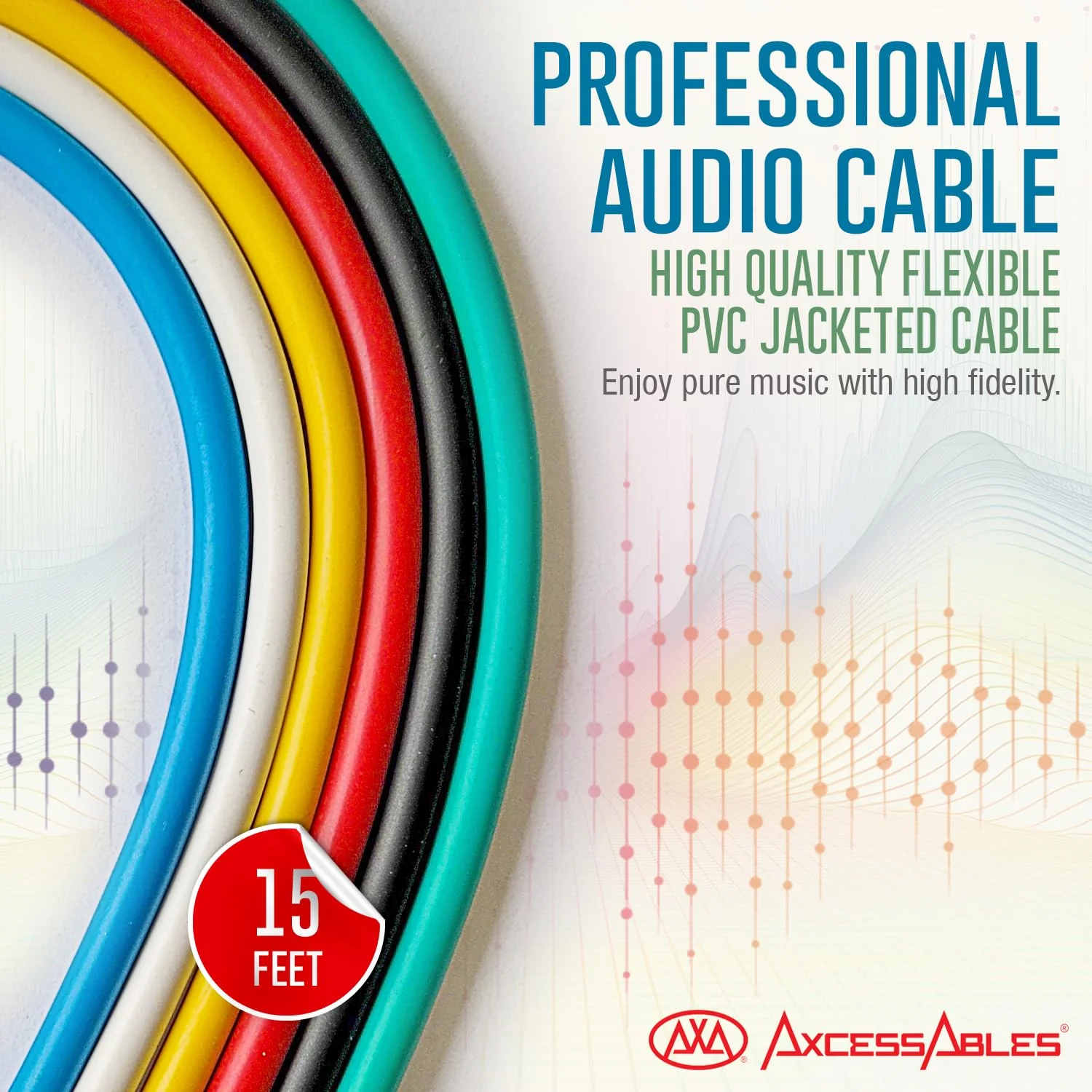 AxcessAbles XLR Female to 1/4" TRS Balanced 15ft Speaker Color Cable Pack | Balanced Speaker, Microphone Snake Cords (15ft - 6 Pack) XLR Female to 1/4 TRS - Image 5
