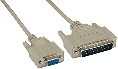 AYA DB9 (9-Pin) Female to DB25 (25-Pin) Male Serial Null Modem Cable (6Ft) 6Ft