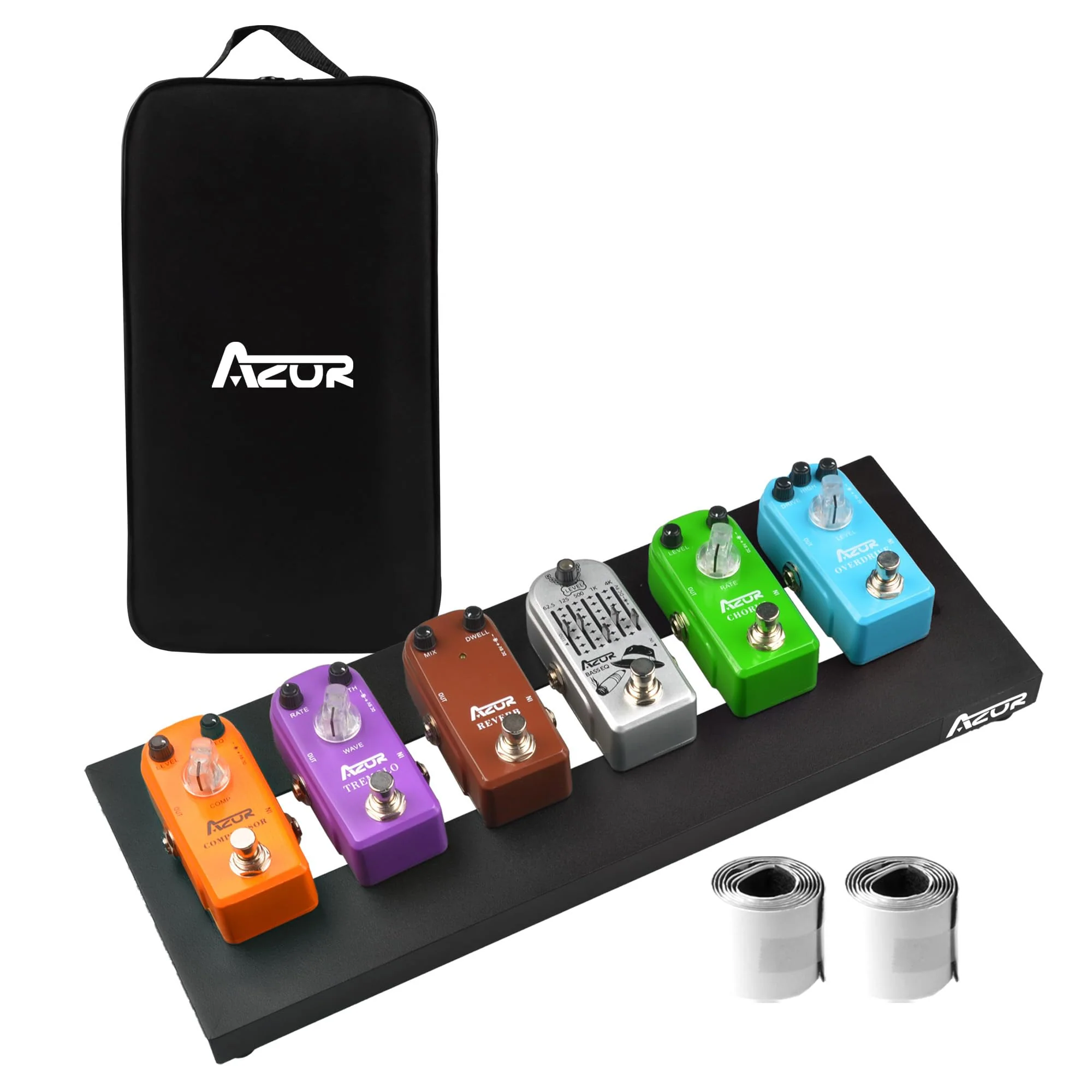 AZOR Mini Guitar Pedal Board | Aluminum Alloy, Super Lightweight (0.58lb) | Portable Effect Pedalboard with Carry Bag | Compact Size 14.5"x5.7"
