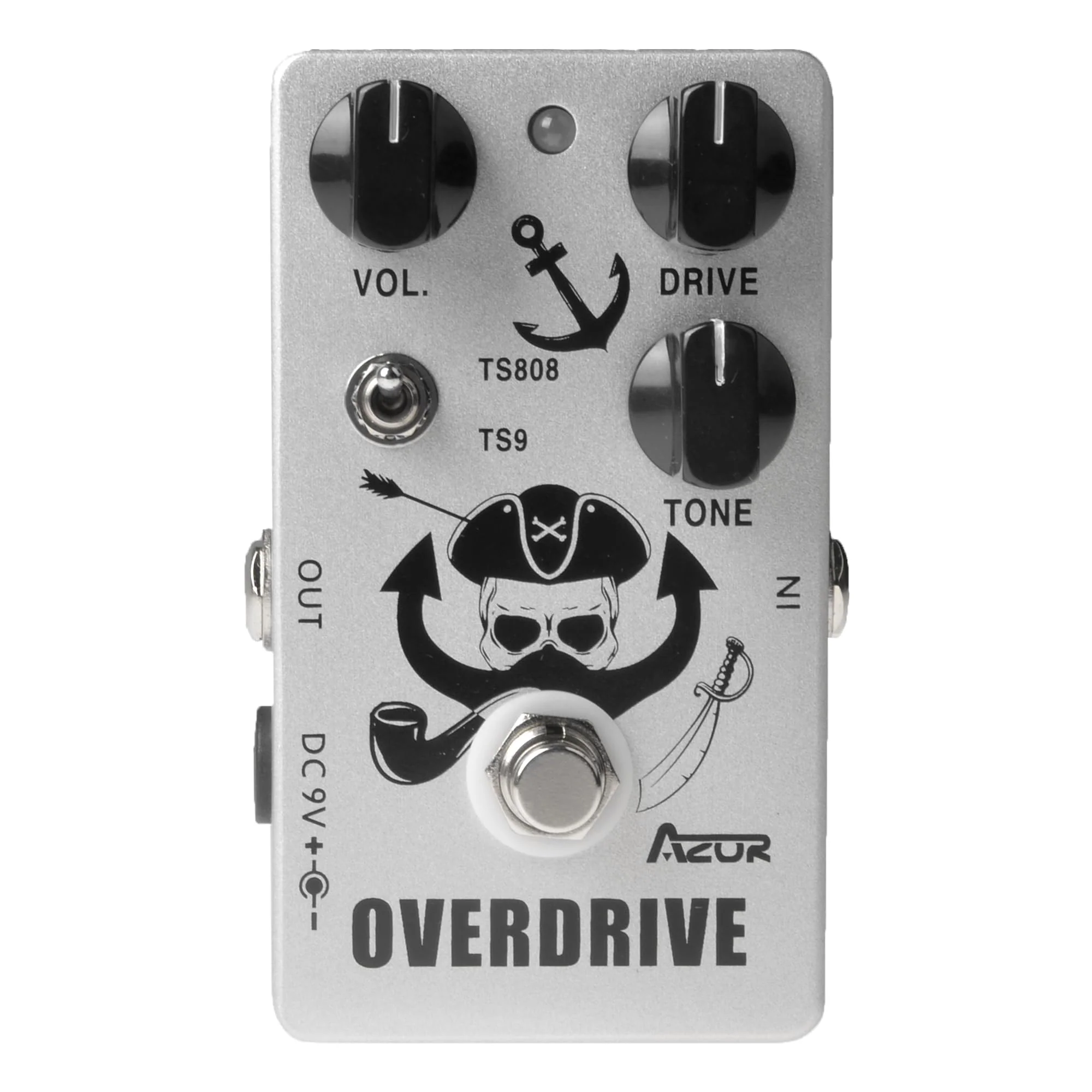 AZOR Overdrive Guitar Pedal Vintage Overdrive Effects，TS808 or TS9 Switch All-Metal Effect Pedal with True Bypass
