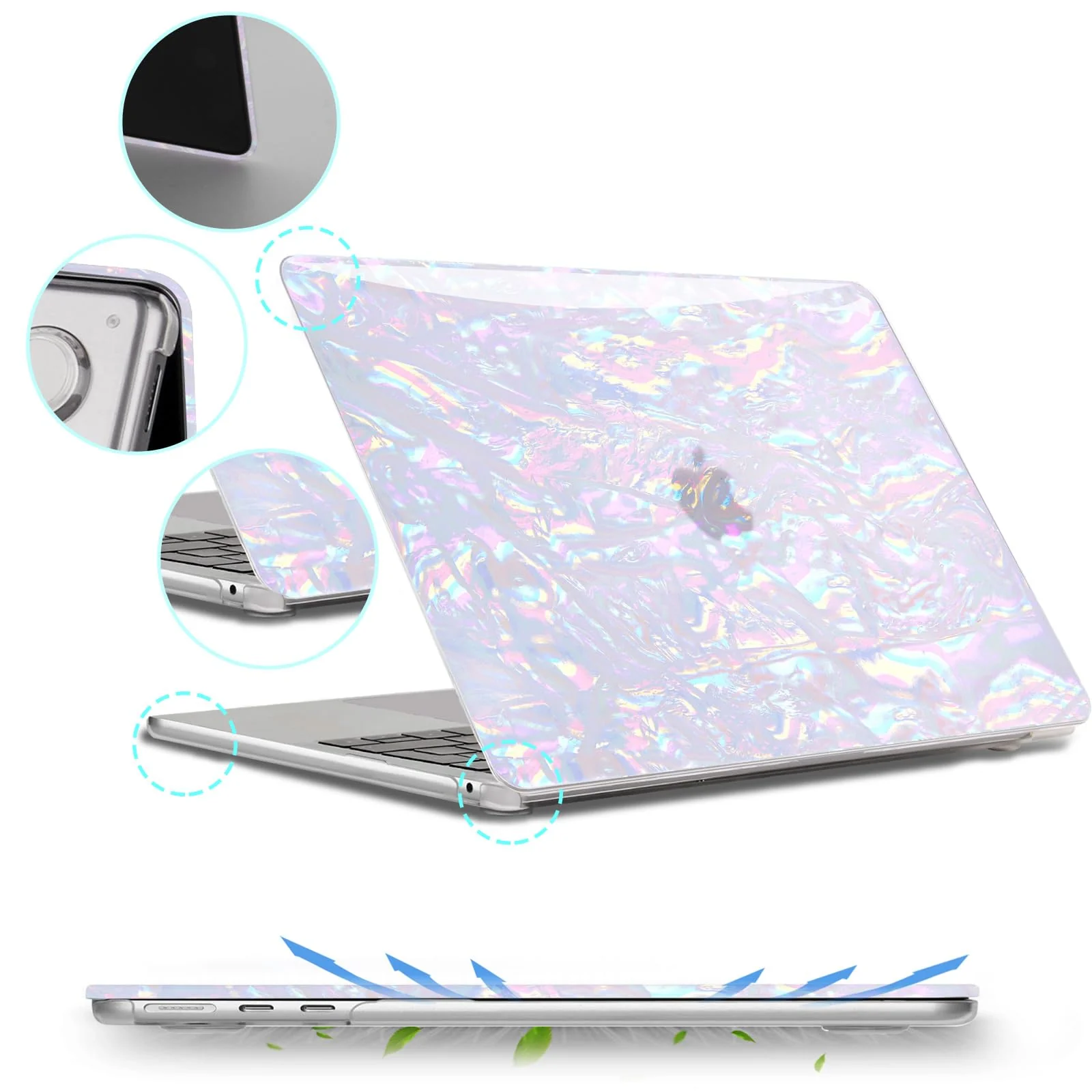 B BELK Compatible with MacBook Air 13.6 inch Case 2024 2023 2022 Release M3 A3113 M2 A2681 Liquid Retina Display & Touch ID, Plastic Hard Shell Case & Keyboard Cover & Screen Protector, Iridescent - Image 3