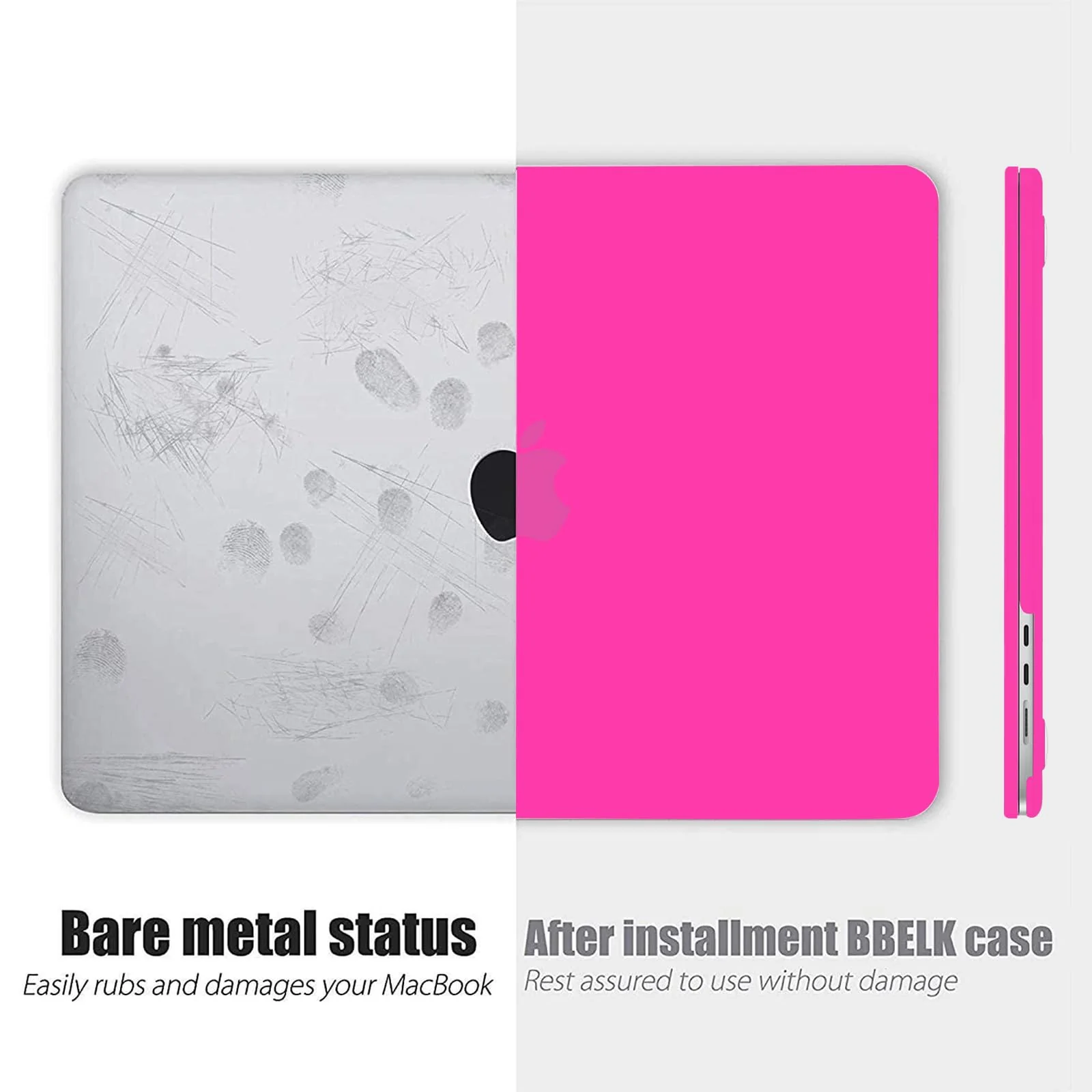 B BELK Compatible with MacBook Air 13.6 inch Case 2024 2023 2022 Release M3 A3113 M2 A2681 with Liquid Retina Display, Plastic Hard Shell Case + Keyboard Cover + Screen Protector, Hot Pink - Image 2
