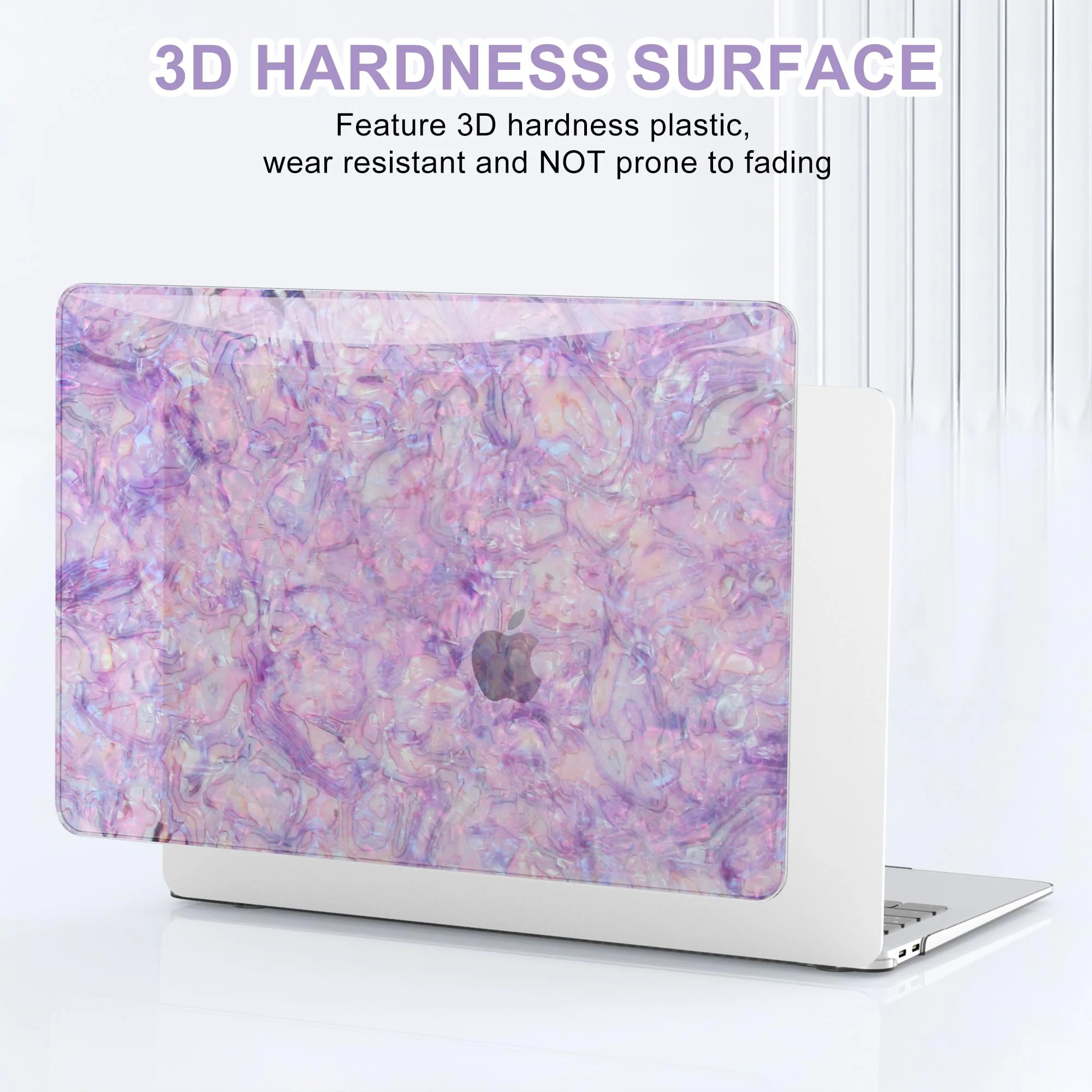 B BELK Compatible with MacBook Air 13 inch Case 2021 2020 2019 2018 M1 A2337 A2179 A1932 Touch ID, Luster Pearl Plastic Hard Shell Case + 2 Keyboard Cover + Screen Protector, Glitter Purple Pearl - Image 6
