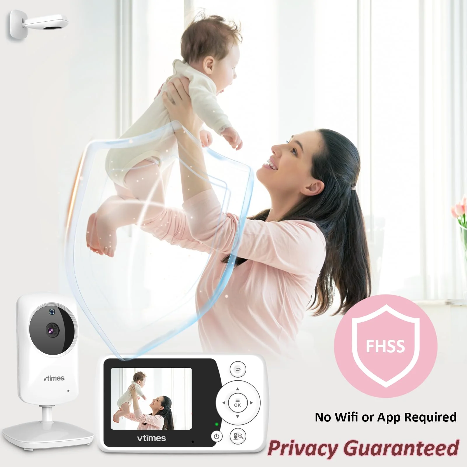 Baby Monitor with Camera and Audio, Video Baby Monitor No WiFi Night Vision, 2.4" LCD Screen Portable Baby Camera VOX Mode Pan-Tilt-Zoom Alarm and 1000ft Range, Ideal for Baby/Elderly/Pet - Image 2